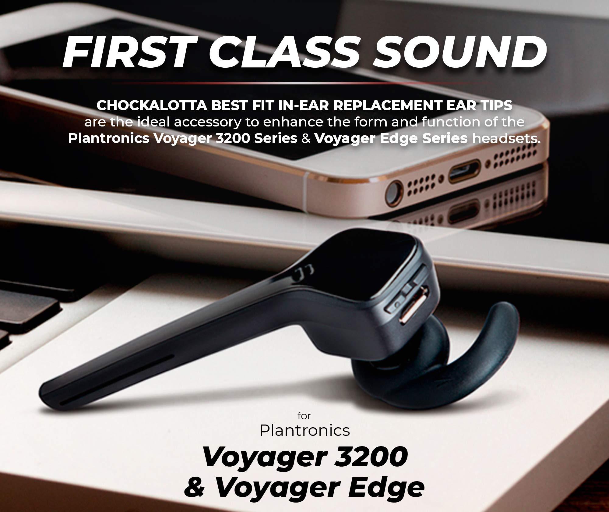 CHOCKALOTTA CHOCKALOTTA in-Ear Replacement Ear Tips Upgrade Compatible with Plantronics Poly Voyager 3200 / Edge (Fits Plantronics Explorer/Marque/Discovery/M Series Headsets) (LEFT Ear, Large - 3pcs)