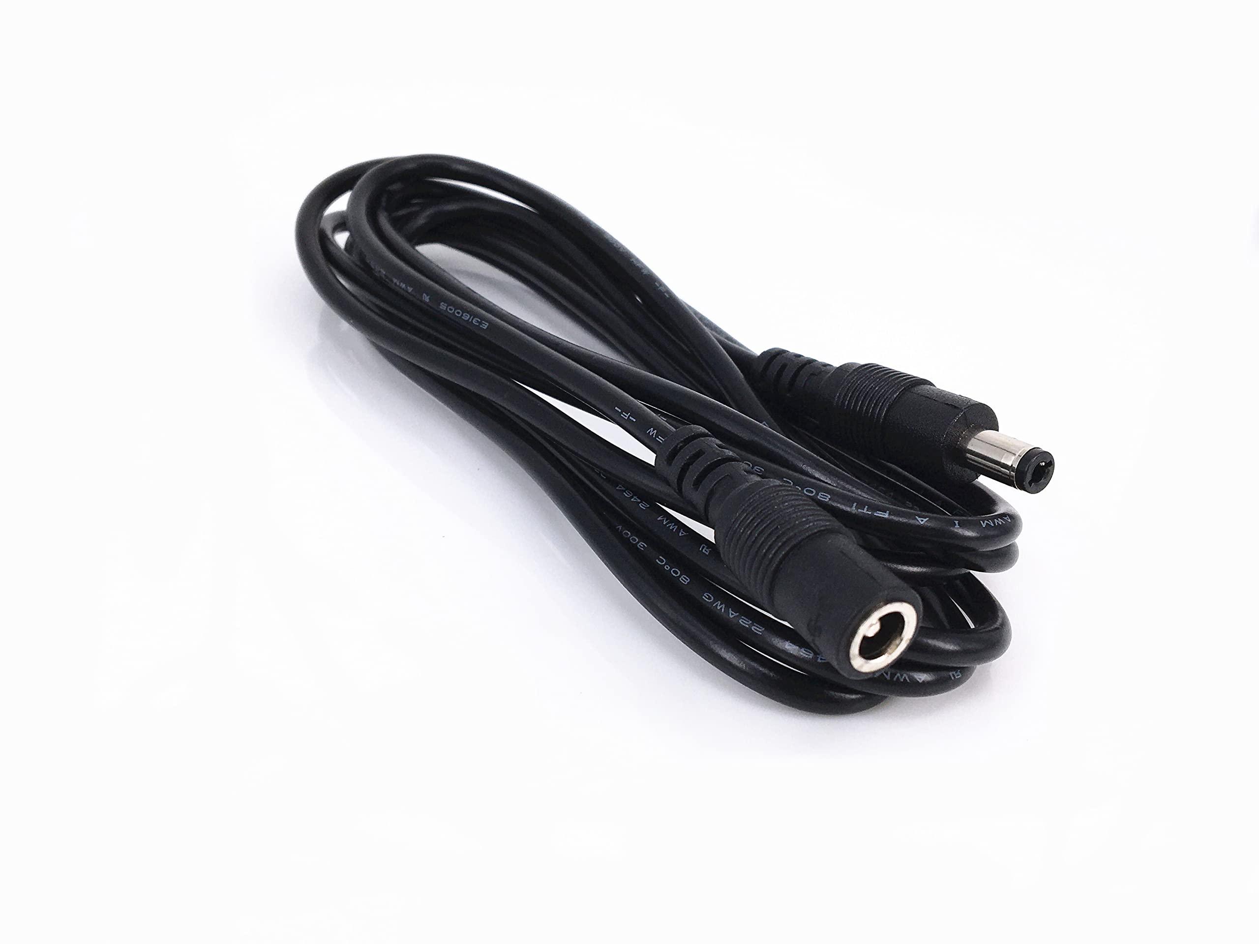 HUALAND 2pcs 16.4ft Black 5.5mm x 2.5mm DC Plug Extension Cable DC Extension Cable Cord 12V 5.5mm x 2.5mm Barrel Male Plug Connector