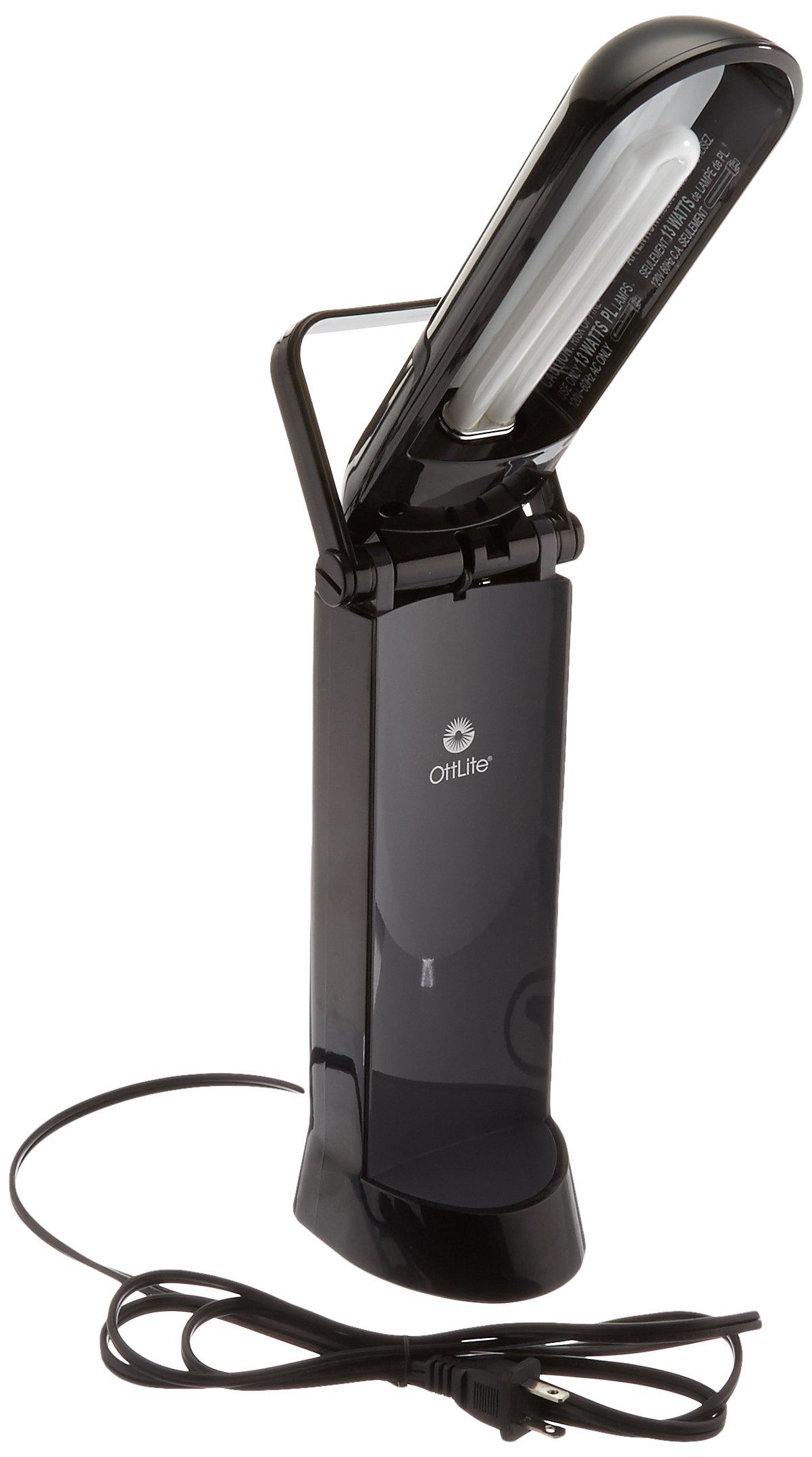 OttLite OttLite Folding Task Lamp, Black Multi-Position Shade, Fold-Up Design, Portable Handle, Low Heat, Low Glare Illumination, Fits Desks & Workstations