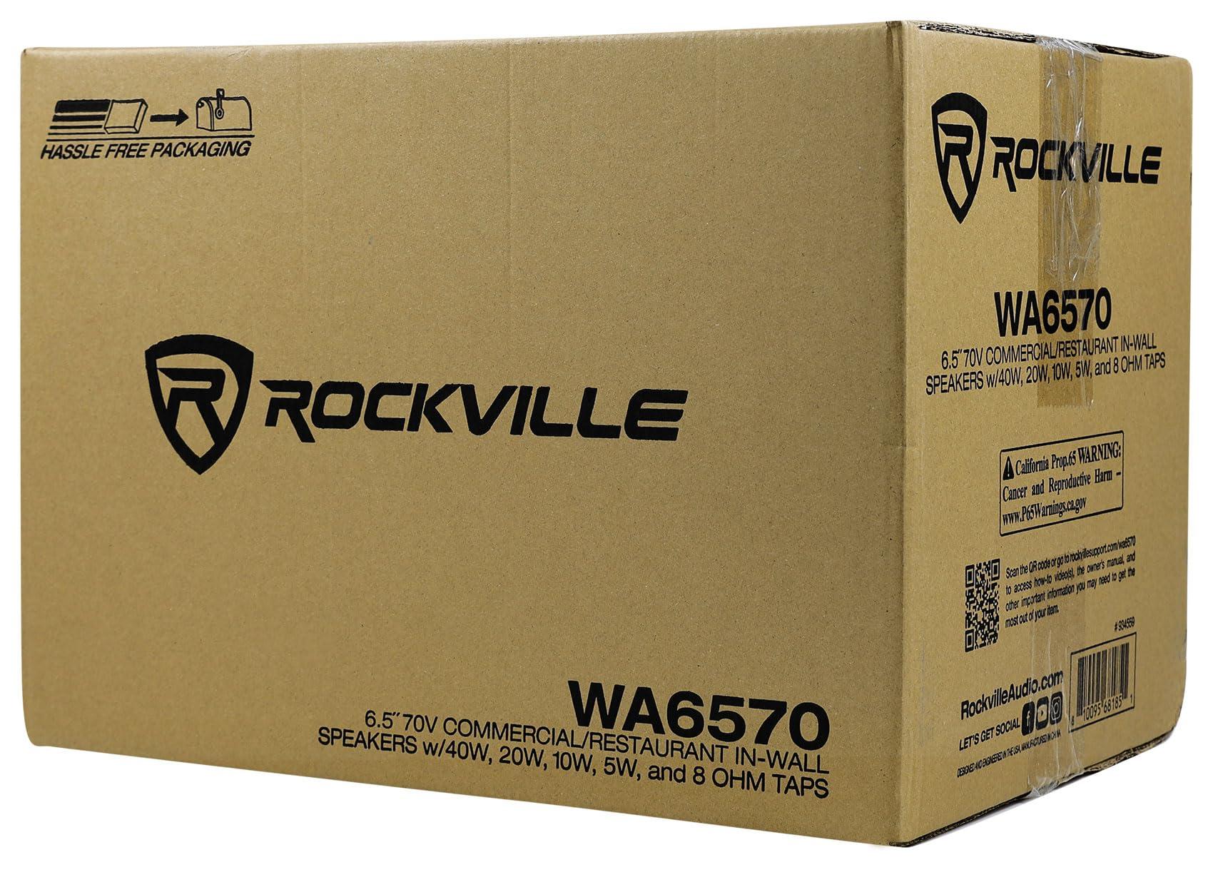 Rockville Rockville (4) WA6570 6.5" 70V Commercial/Restaurant in-Wall Speakers 40W/20W/10W/5
