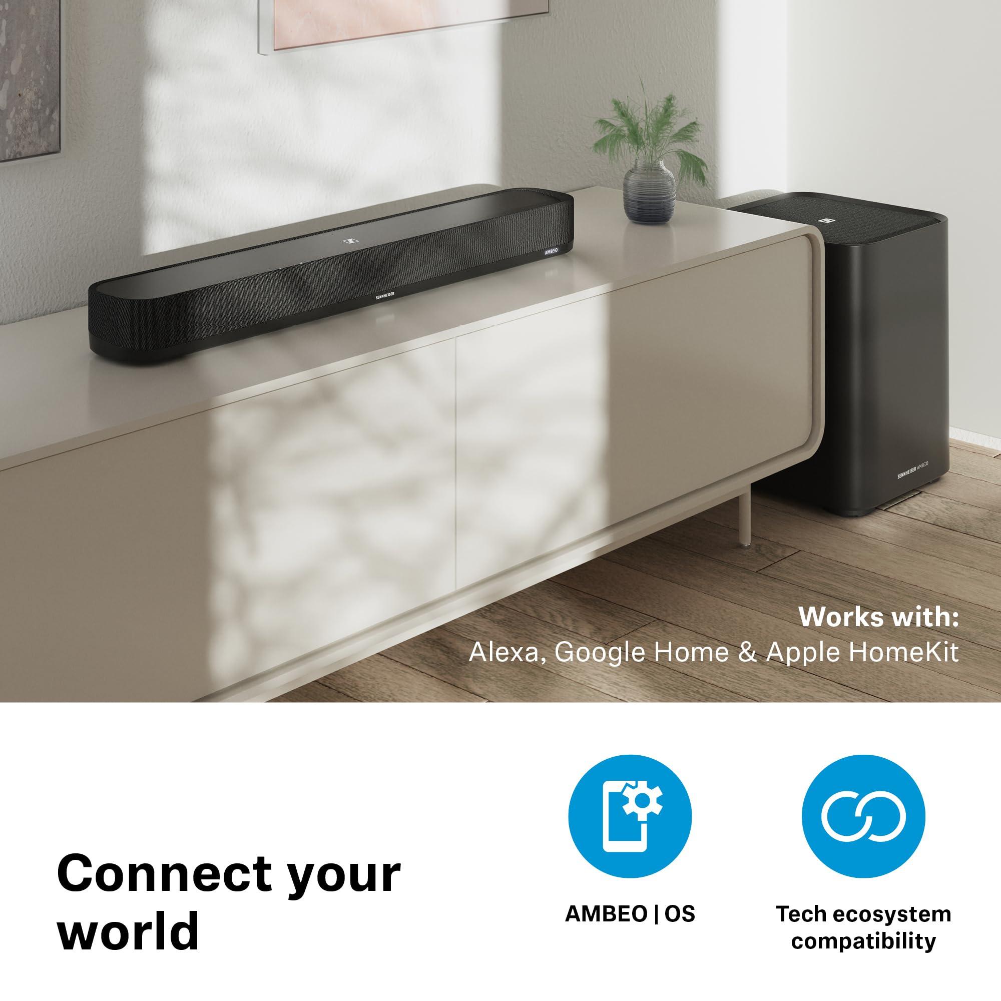 Sennheiser Sennheiser AMBEO Soundbar Mini - Immersive 3D Audio for TV, Movies, and Music - Compact Device with Powerful Adaptive Features, Multiple Connectivity and Intuitive Usage