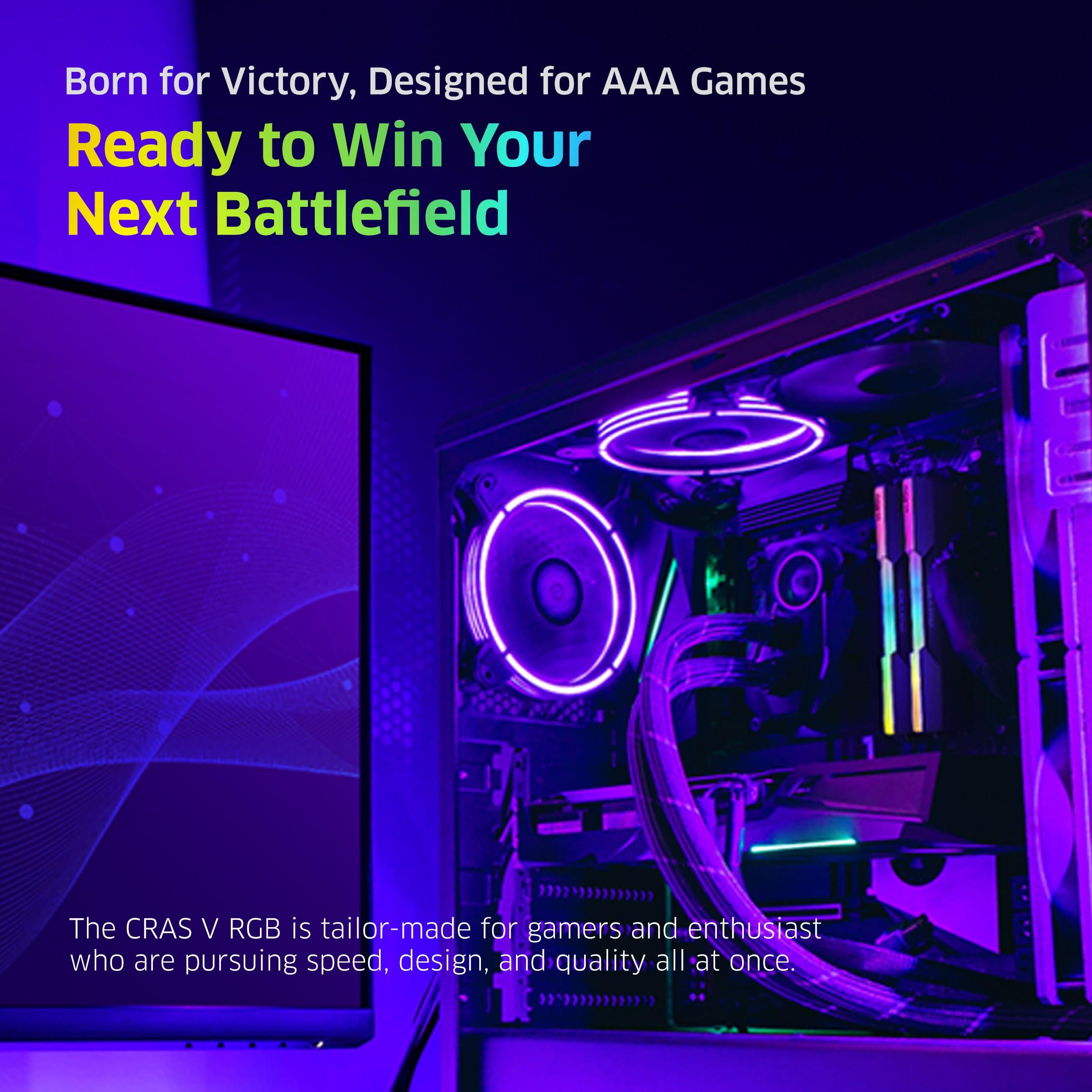 KLEVV KLEVV CRAS V RGB DDR5 64GB (2x32GB) 6400MHz CL32 A-DIE 1.35V Gaming Desktop Ram Memory SK Hynix Chip XMP 3.0 / AMD Expo Ready - Black (KD5BGUA80-64A320G)