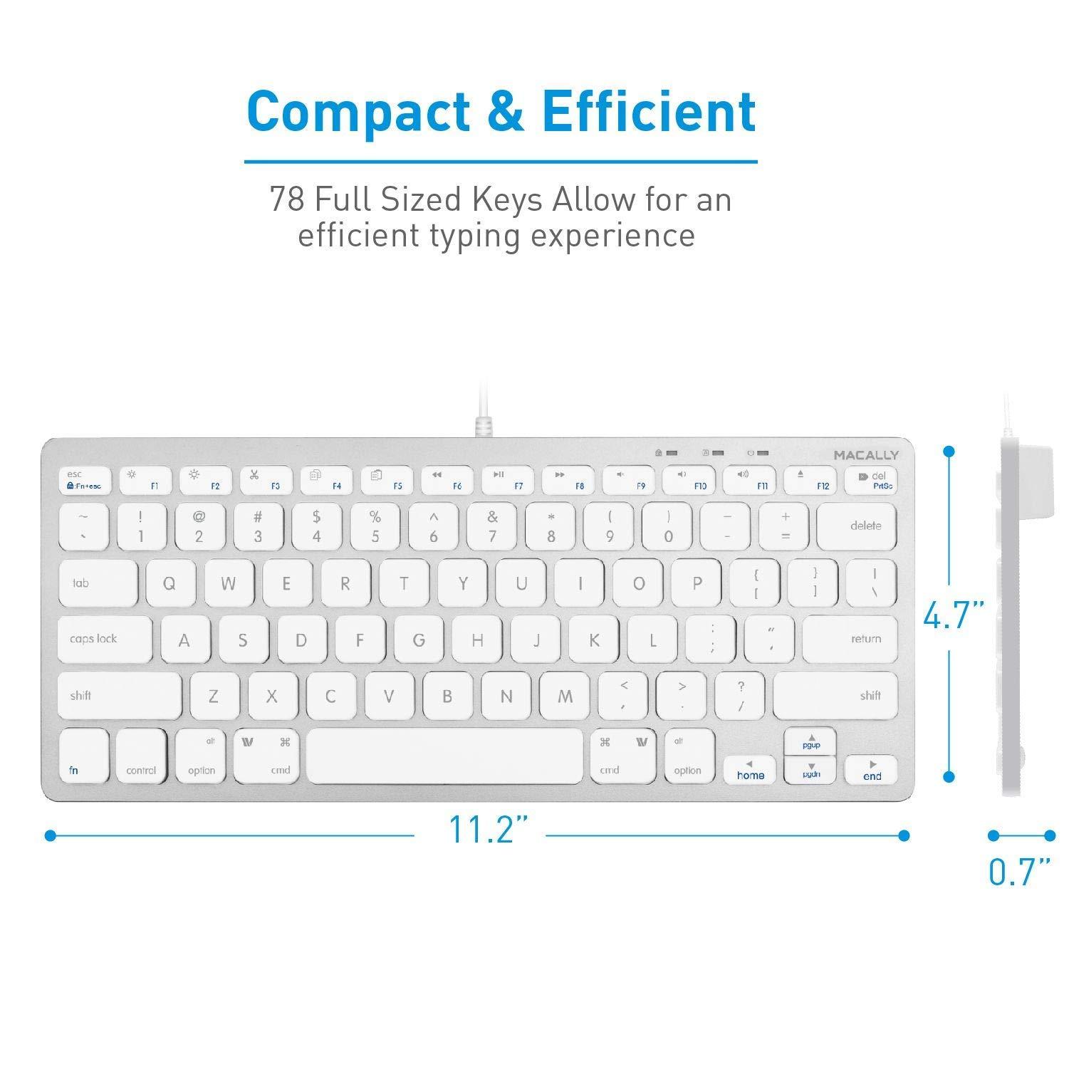 Macally Macally USB C Mini Keyboard and a USB C Wired Mouse, Excellent Accessories for New MacBook Products
