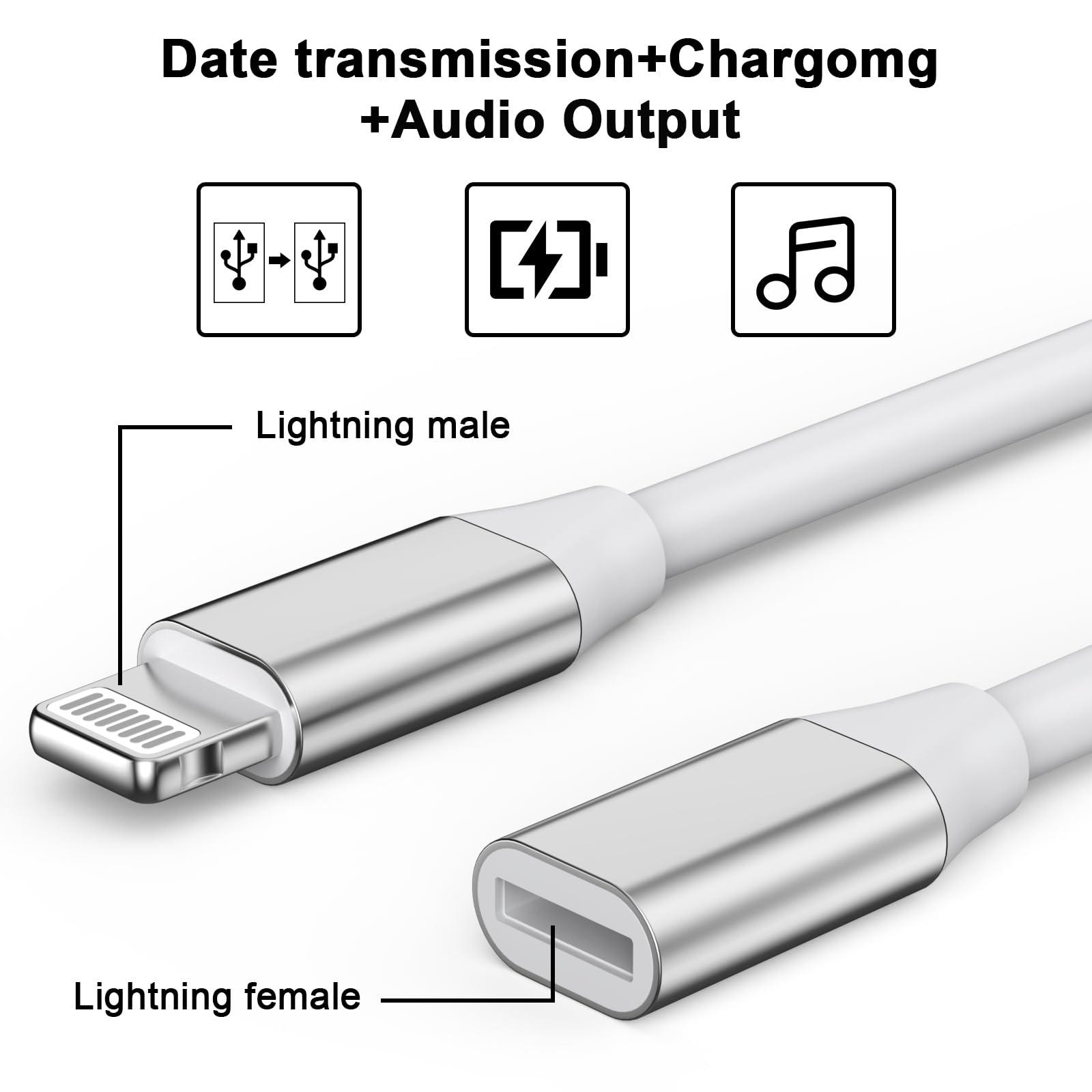 DESOFICON [Apple MFi Certified] 9cm Lightning Male to Lightning Female Charger Adapter,iPhone Extension Charging Adapter Cable Cord Connector Converter Dongle Compatible with iPhone 14 13 12 11 XS XR X 8 7 6
