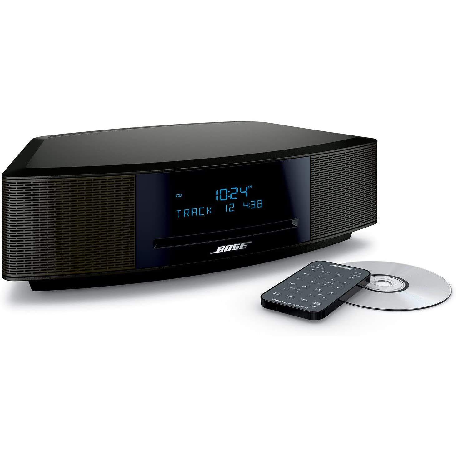 Bose Bose Wave Music System IV - Espresso Black - for Holiday Family Entertainment - CD/MP3 CD Player, Advanced AM/FM Tuner, Dual Alarm, Remote Control, 2.4m AC Power Cable, 4.5" Inches Tall (Renewed)