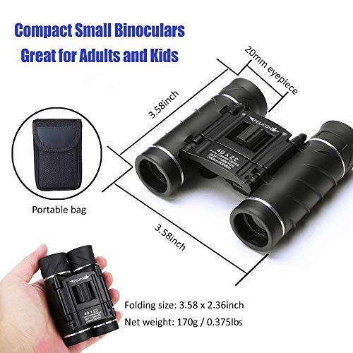 SENMONUS 40x22 Compact Small Binoculars for Adults and Kids, Lightweight Pocket Binoculars for Bird Watching, Travel, Concerts, Sports, Camping and Hiking with Weak Light Night Vision (BAK4 Prism FMC Lens)
