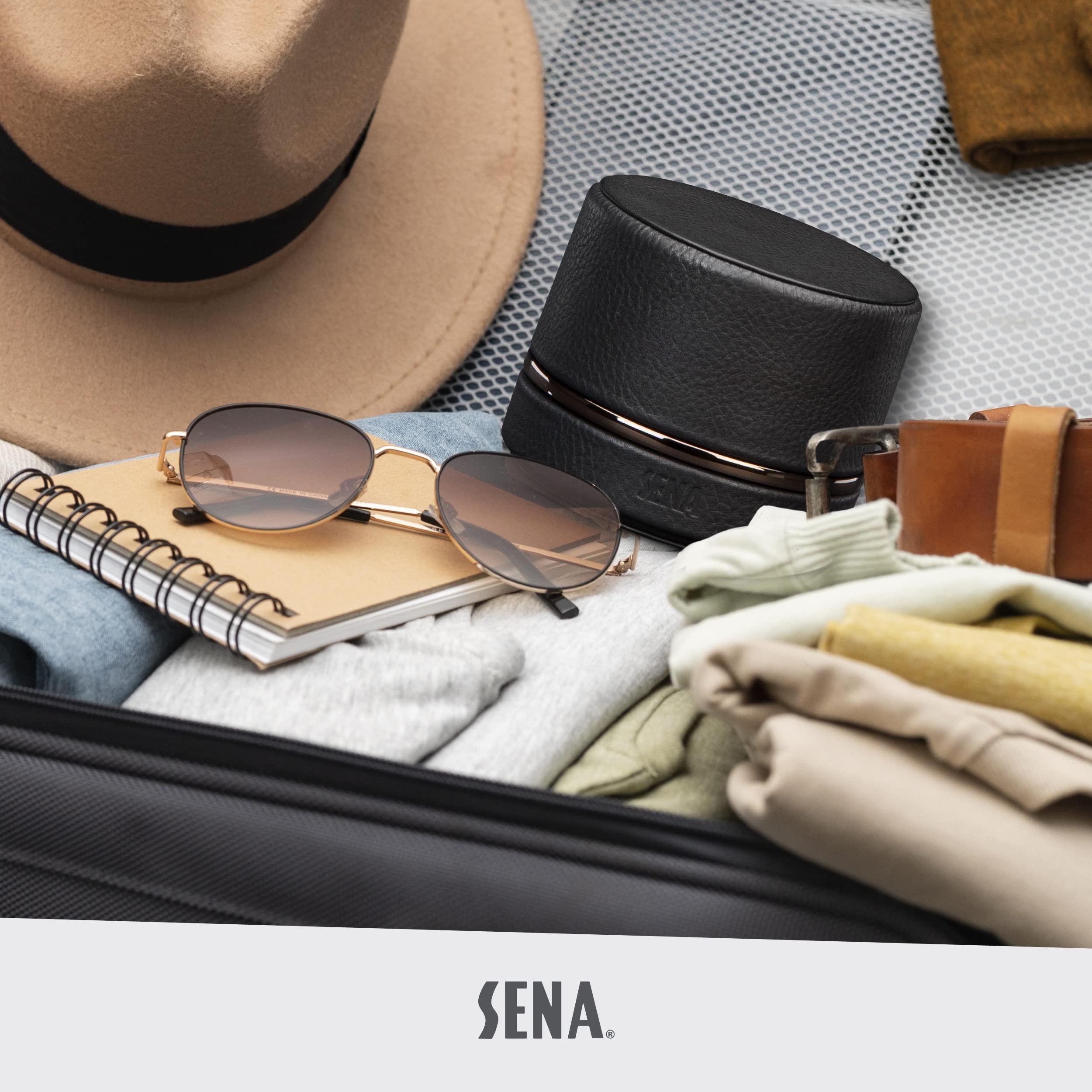 Sena Cases SENA Leather Travel Watch Case for Apple Watch Series 1,2,3,4,5,6,7,8,9 and SE, Single Storage Box of Apple Watches, Converts from Travel Case to Charging Stand, not fit Watch Ultra/Ultra 2,