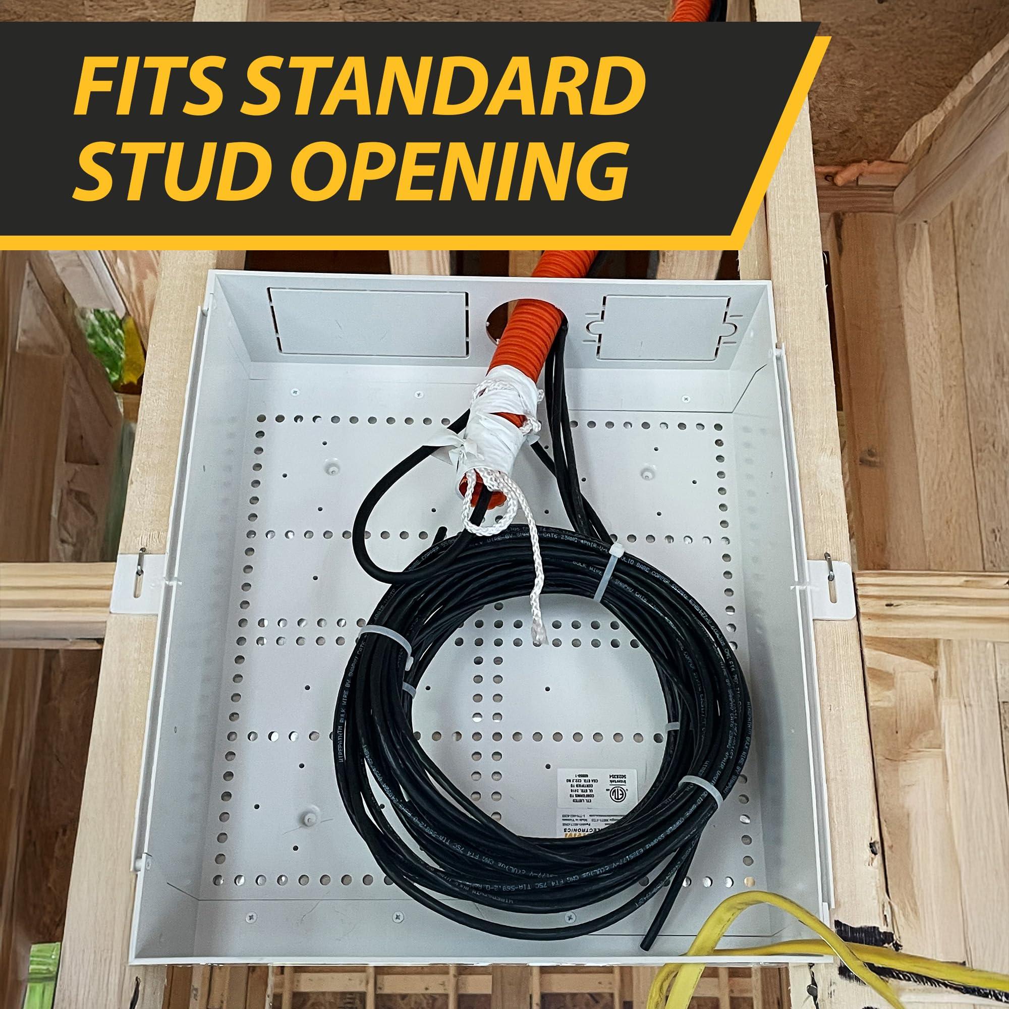 DATA COMM DataComm Electronics 45-8017-1 Multi-Functional Recessed Media Box For Seamless Home & Office Connectivity Solutions, In Wall Box, Hides TV Outlet & Cables (No Receptacle)