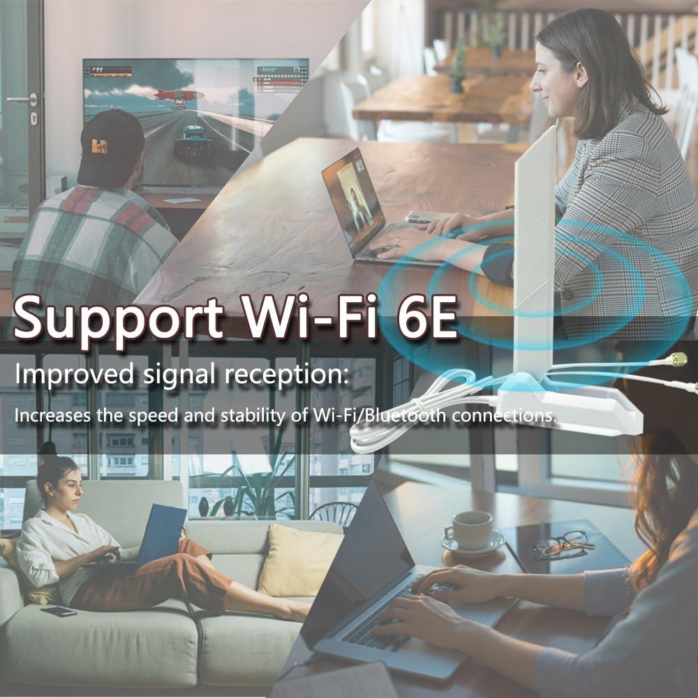 ZAHARA ZAHARA RP-SMA Dual-Band WiFi 6E Antenna for ASUS ROG Strix B550-F Gaming WiFi II/Prime B550-PLUS/ROG Strix B550-A B450-F B650-A B650E-F Z690-F Z790-F Z790-A Z690-A Z790-E Z790-I Z690-E Gaming WiFi