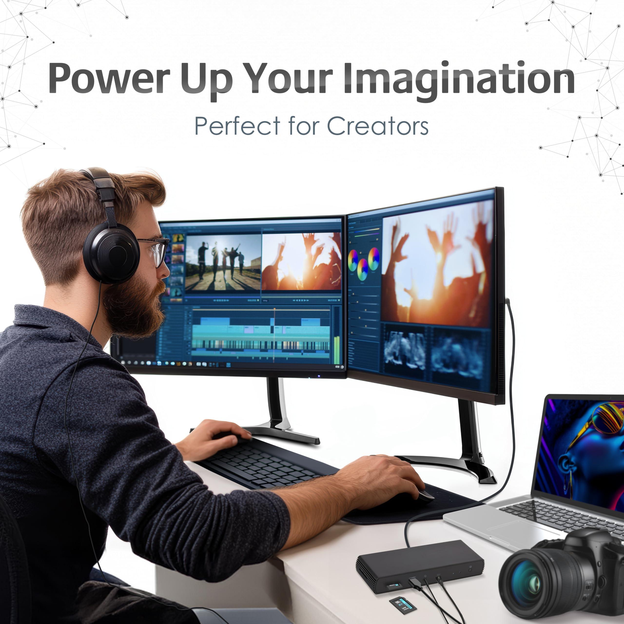 Amazon Basics Amazon Basics Thunderbolt4/USB4 Pro Docking Station,2xTBT4,1xHDMI2.1,3xUSB A 3.1,RJ45,Dual Display, Black, 7.86 x 2.95 x 1.23 inches