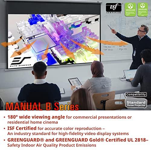 Elite Screens Elite Screens Manual B, 120-INCH 4:3, Manual Pull Down Projector Screen 4K / 8K Ultra HDR 3D Ready with Slow Retract Mechanism, 2-YEAR WARRANTY, M120V