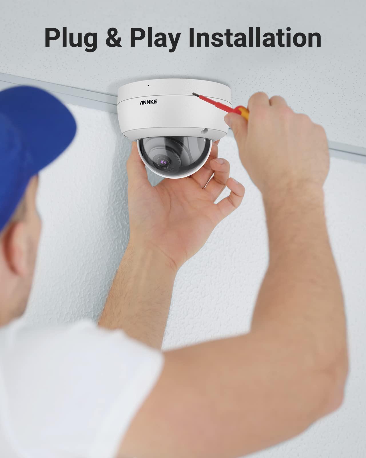 ANNKE ANNKE H800 4K Home Security System, H.265+ 12MP PoE NVR, 4pcs 8MP Dome Camera, AI Human Vehicle Detection,IP67 Waterpoof Outdoor Security Camera with Audio, Color Night Vision (3TB HDD)