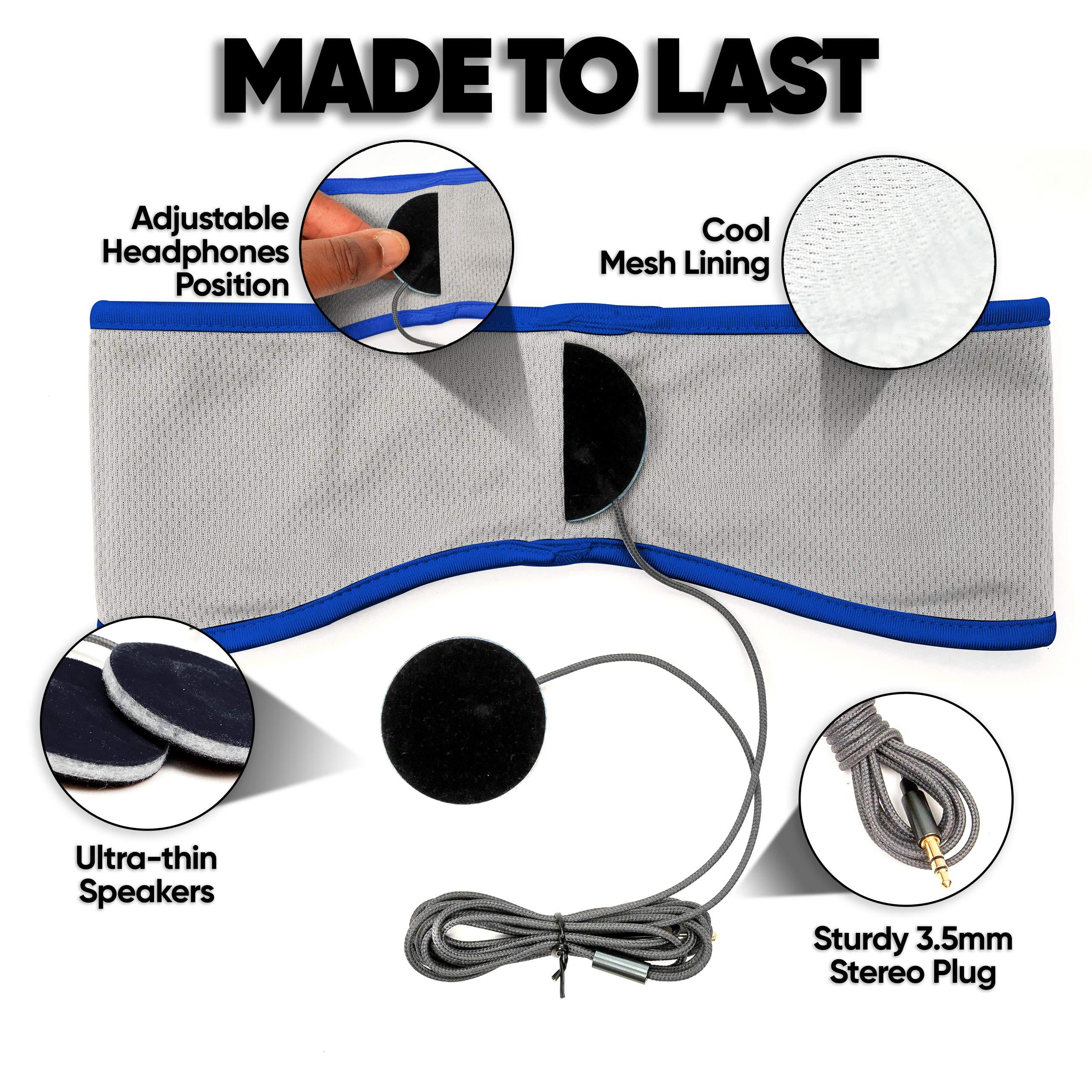 CozyPhones CozyPhones Sleep Headphones - Over Ear Headphones from Ultra Thin Cool Mesh Wired for Side Sleepers, Meditation, Running, Laptop, and Phone - Blue