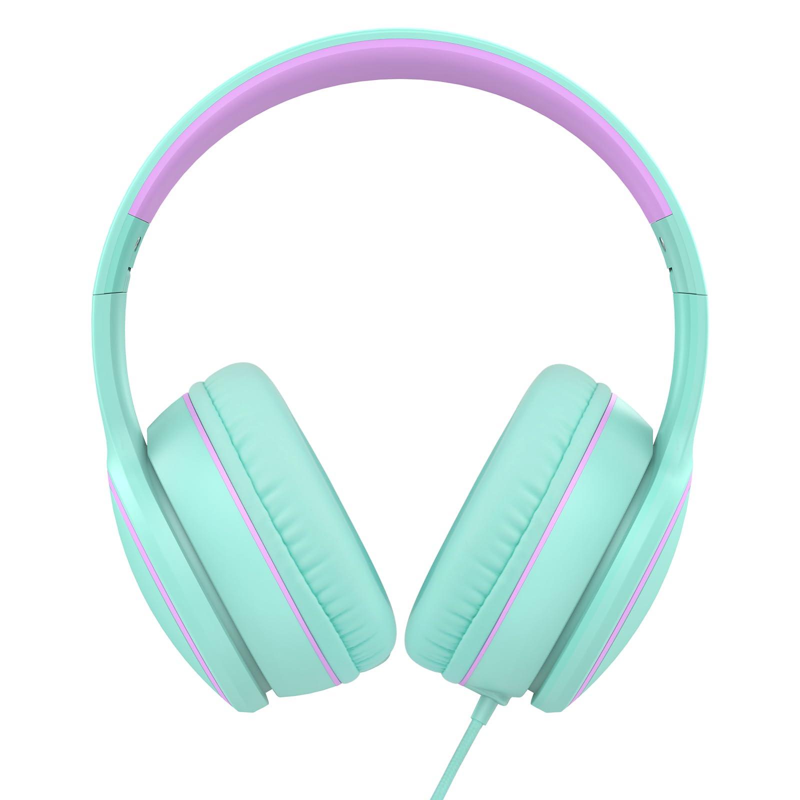 RORSOU RORSOU R10 Over-Ear Headphones with Microphone Lightweight Folding Stereo Bass Headset with 1.5M No-Tangle Cord Portable Wired Headphones for Smartphone Tablet Computer Green