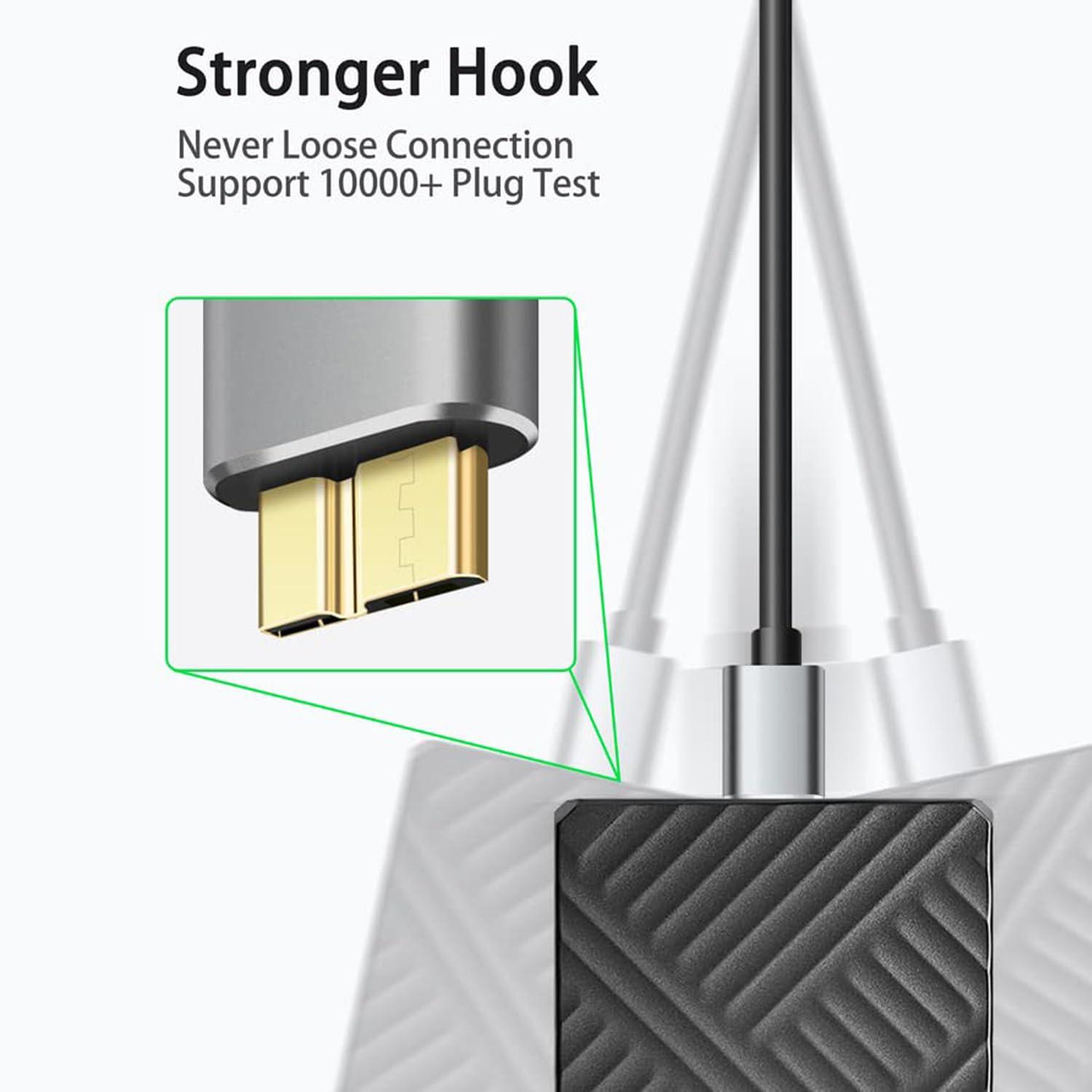 Gsinnerlink Micro B Cable, USB 3.0 A Male to Micro USB 3.0 Sync Cord,Data Wire Compatible for Toshiba,Seagate,Samsung,My Passport and More External Hard Drive(1.5fts/40cm/Black&Gold)