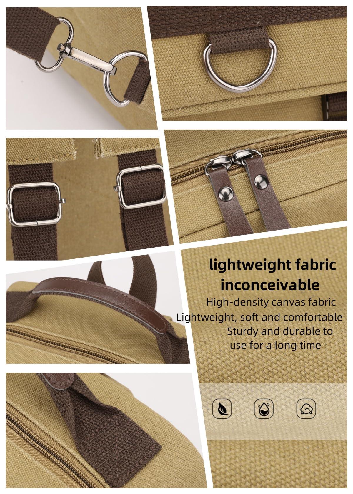 Generic Vintage Canvas Laptop Backpack, Travel Backpack for Women Men, Canvas Crossbody Bags,Shoulder Bags (Black)