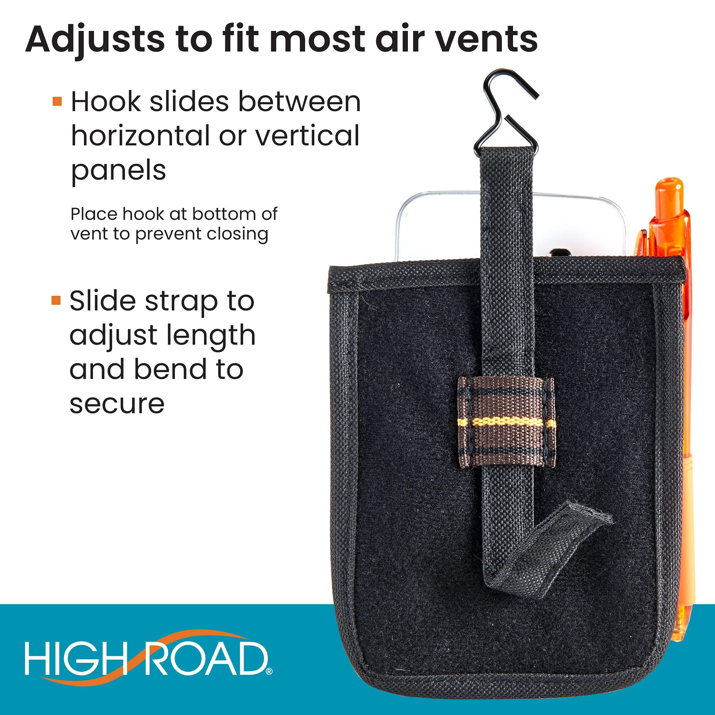 High Road High Road Air Vent Mount Car Cell Phone Holder with Soft Lined Back Pocket and Front Mesh Storage Pocket