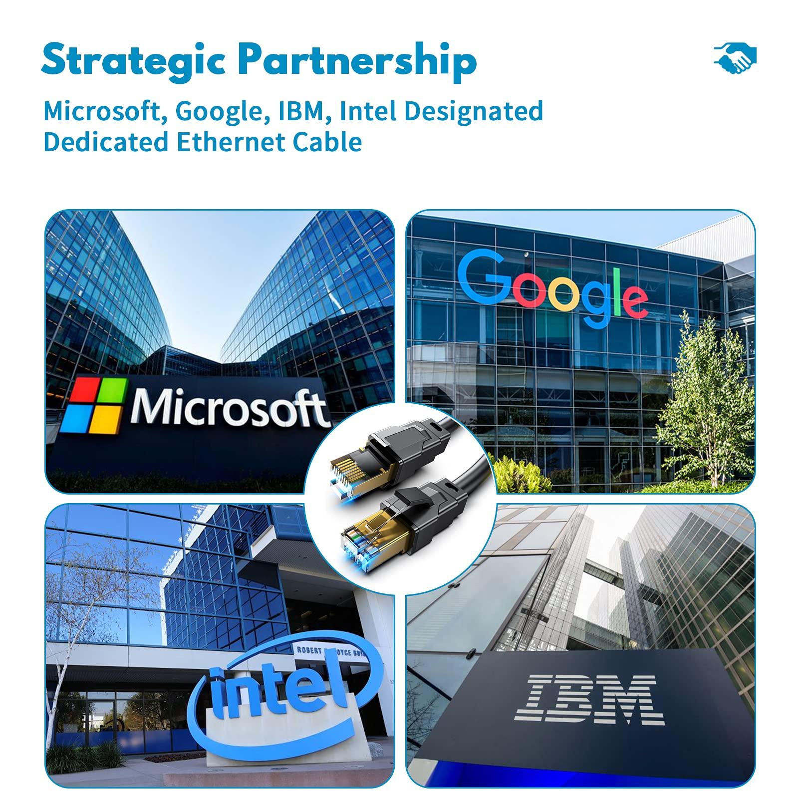 Vabogu Vabogu Cat 8 Ethernet Cable, 35ft Heavy Duty High Speed Internet Network Cable, Professional LAN Cable, 26AWG,2000Mhz 40Gbps with Gold Plated RJ45 Connector, Shielded in Wall,Indoor&Outdoor