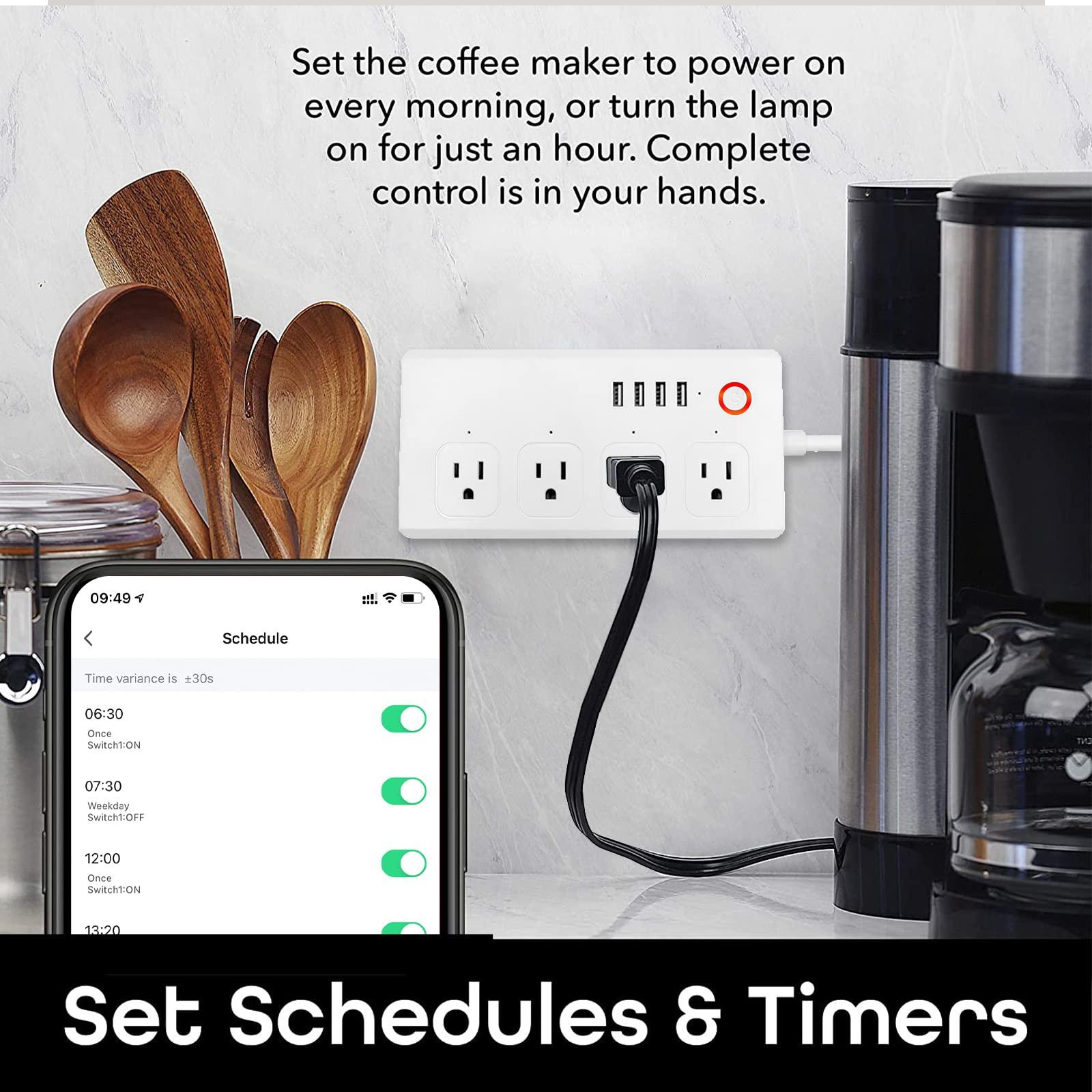 UseeLink Smart Power Strip, UseeLink WiFi Surge Protector Compatible with Alexa & Google Home, Smart Plug with 4 USB Ports & 4 AC Outlets, Voice and Remote Control & Timer Schedule, 5ft Extension Cord