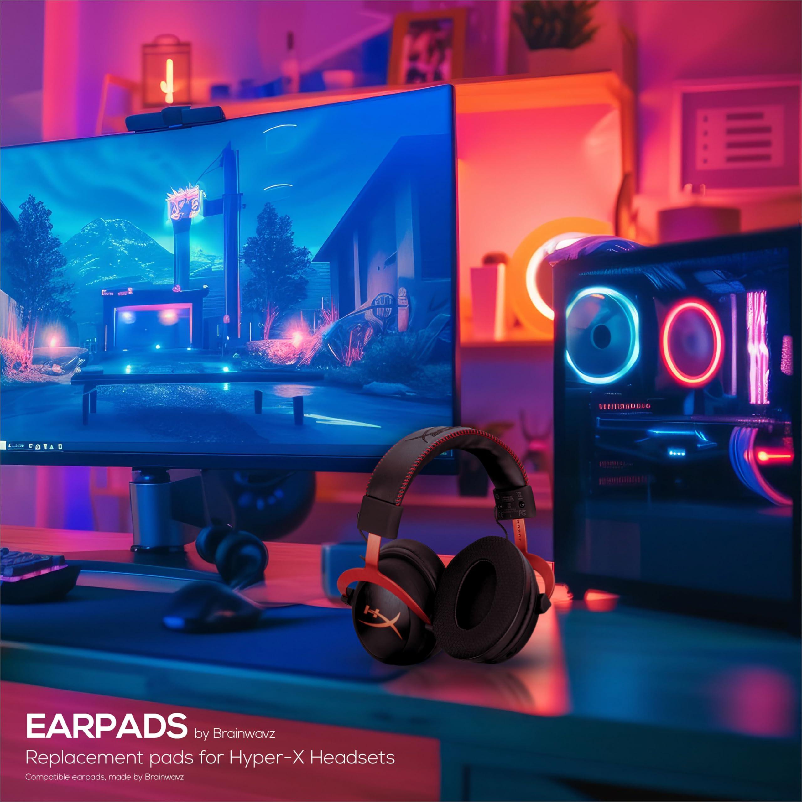 BRAINWAVZ Brainwavz Hybrid Earpads for HyperX Cloud 1, 2/2 Wireless, Core, Flight/Flight S, Alpha/Alpha S Headsets & More, Soft Breathable Fabric, Cooling Gel, Extra Comfort, Durable & Long Lasting