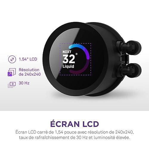 NZXT NZXT Kraken 240-240mm AIO CPU Liquid Cooler - Customizable 1.54"" Square LCD Display for Images, Performance Metrics and More - High-Performance Pump - 2 x F120P Fans - Black