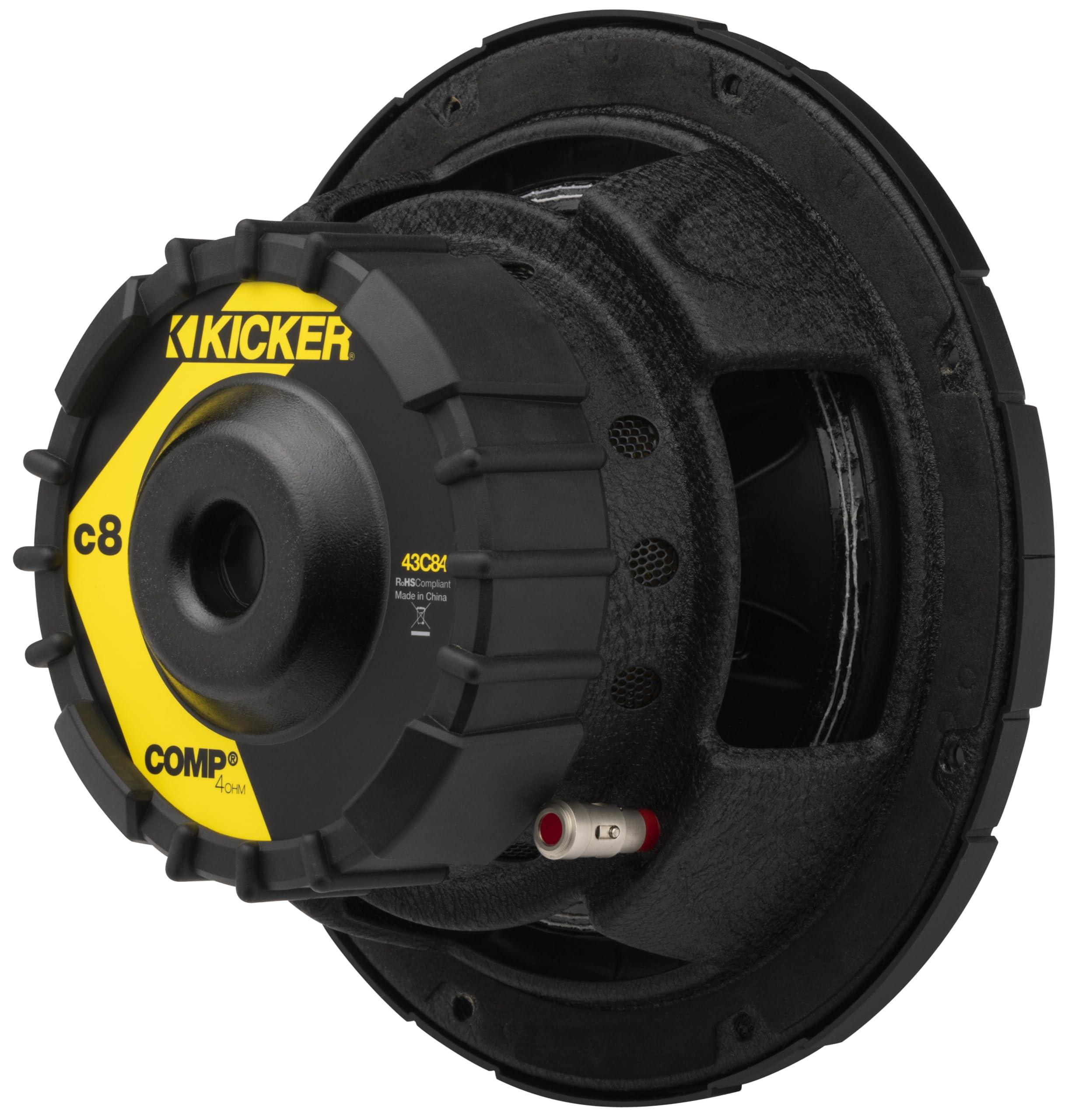 KICKER Kicker 43C84 Comp 8\" Subwoofer, Single Voice Coil, 4-Ohm