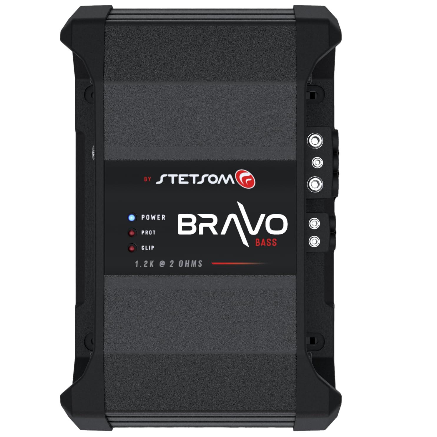 Stetsom Stetsom Bravo BASS 1200 2 Ohm - Mono Car Amplifier, 1200.1 1.2K Watts RMS, 2 Stable Car Audio, Monoblock, HD Sound Quality, Crossover & Bass Boost, Car Stereo Speaker Subwoofer MD, Smart Coolers