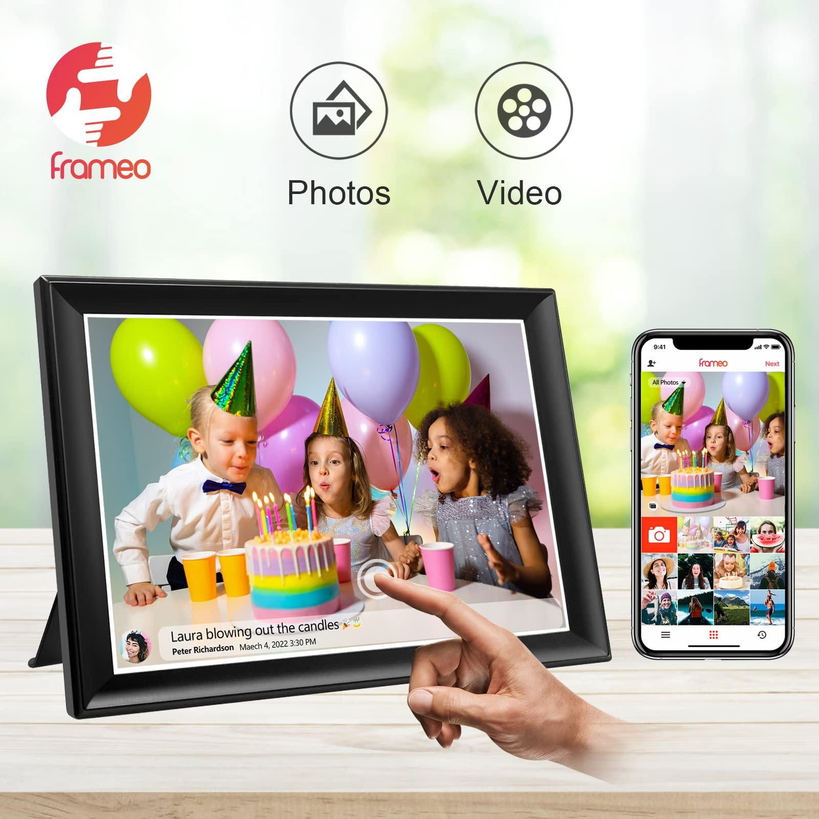 akimart 64GB FRAMEO 10.5 Inch Smart WiFi Digital Photo Frame 1920x1280 FHD IPS LCD Touch Screen, Auto-Rotate, 64GB Storage, Support SD Card & USB Drive, Share Moments Instantly via Frameo App from Anywhere
