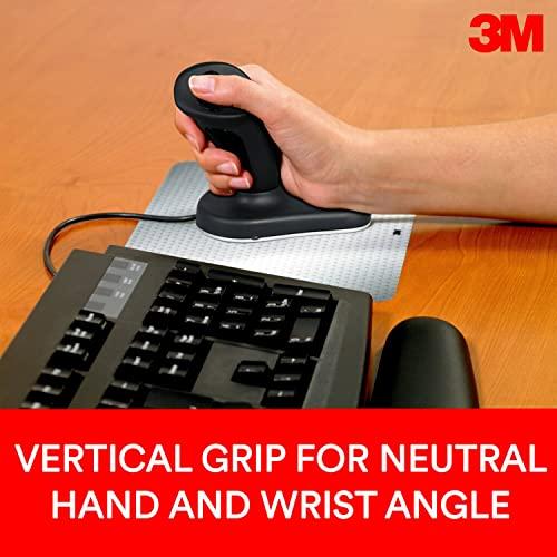 3M 3M Wired Ergonomic Optical Mouse, Patented Vertical Grip Design Keeps Your Hand and Wrist at a Neutral Angle for Comfort, USB/PS2 Plug and Play Compatibility, 6.5' Cord, Large Size, Black (EM500GPL)