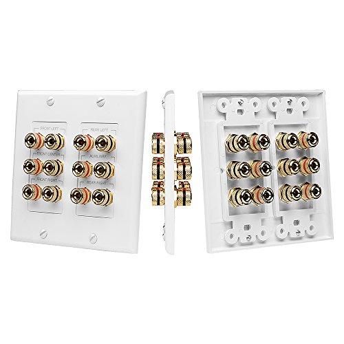 OSD Audio OSD WP12 Banana Binding Post Gold Plated Terminal Decora Style for 6-Speakers (White)