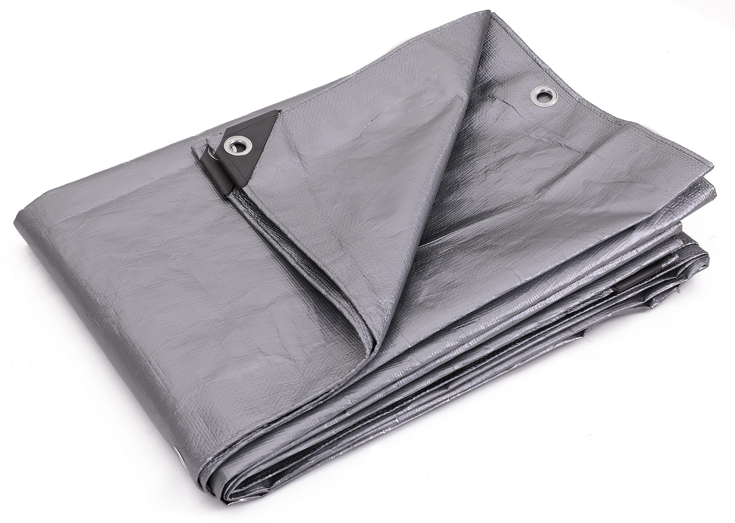 Kotap Kotap 15 x 30 Ft. Heavy-Duty Protection/Coverage Tarp, Superior Weave for Greater Longevity, 10-mil Multi-Use, Waterproof, TRS-1530, Silver (1-Pack)
