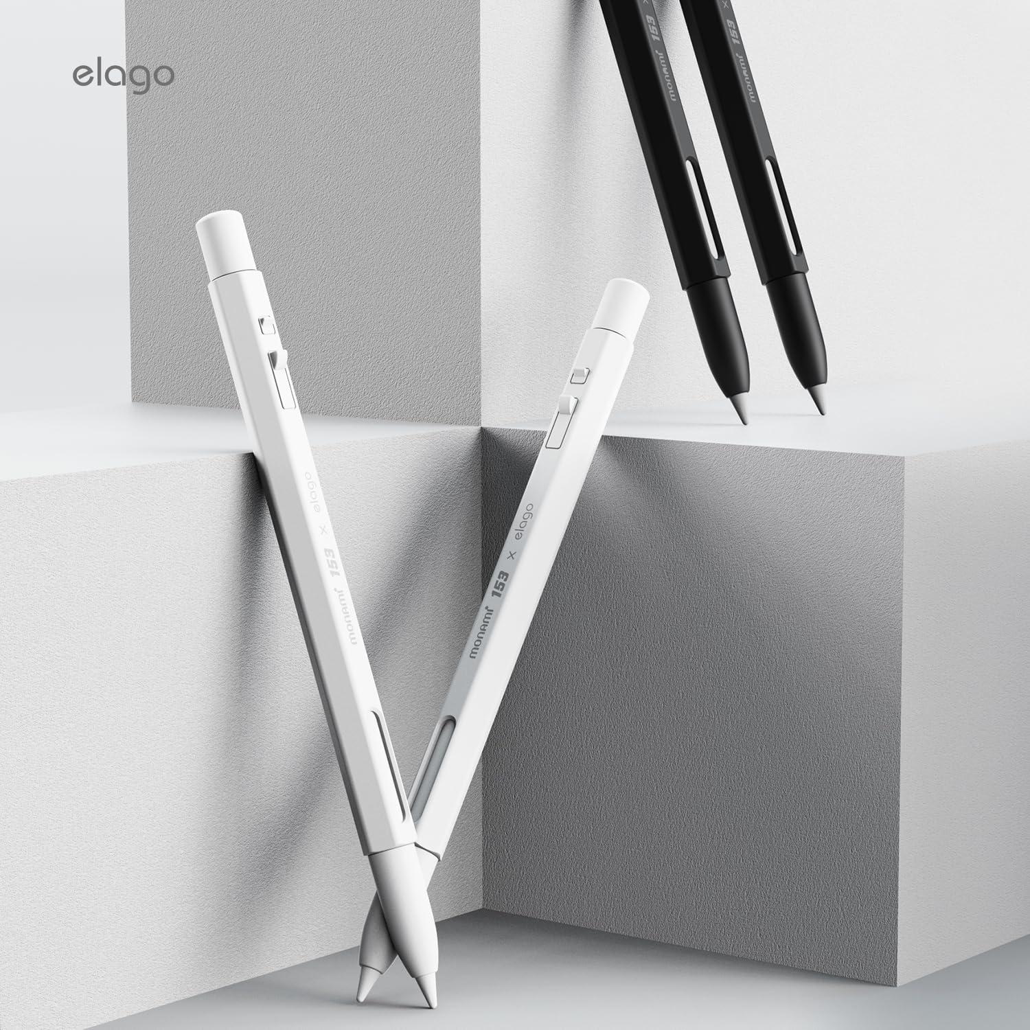 elago elago x MONAMI Compatible with Apple Pencil Pro Case & Apple Pencil 2nd Generation Case, Compatible with Magnetic Charging, Double Tap, Squeeze (Must Read Installation Instructions) (Pale White)