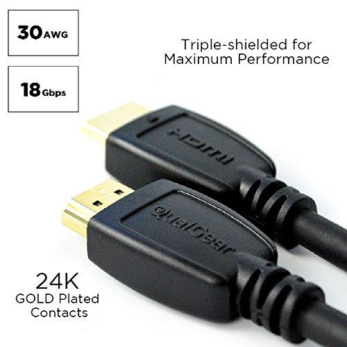 QualGear QualGear High Speed HDMI 2.0 Cable with Ethernet (10 Feet-2 Pack) - 100% OFC Copper, 24K Gold Plated Contacts, Triple-Shielded. Supports 4K Ultra HD, 3D, 18 Gbps, ARC (QG-CBL-HD20-10FT-2PK)