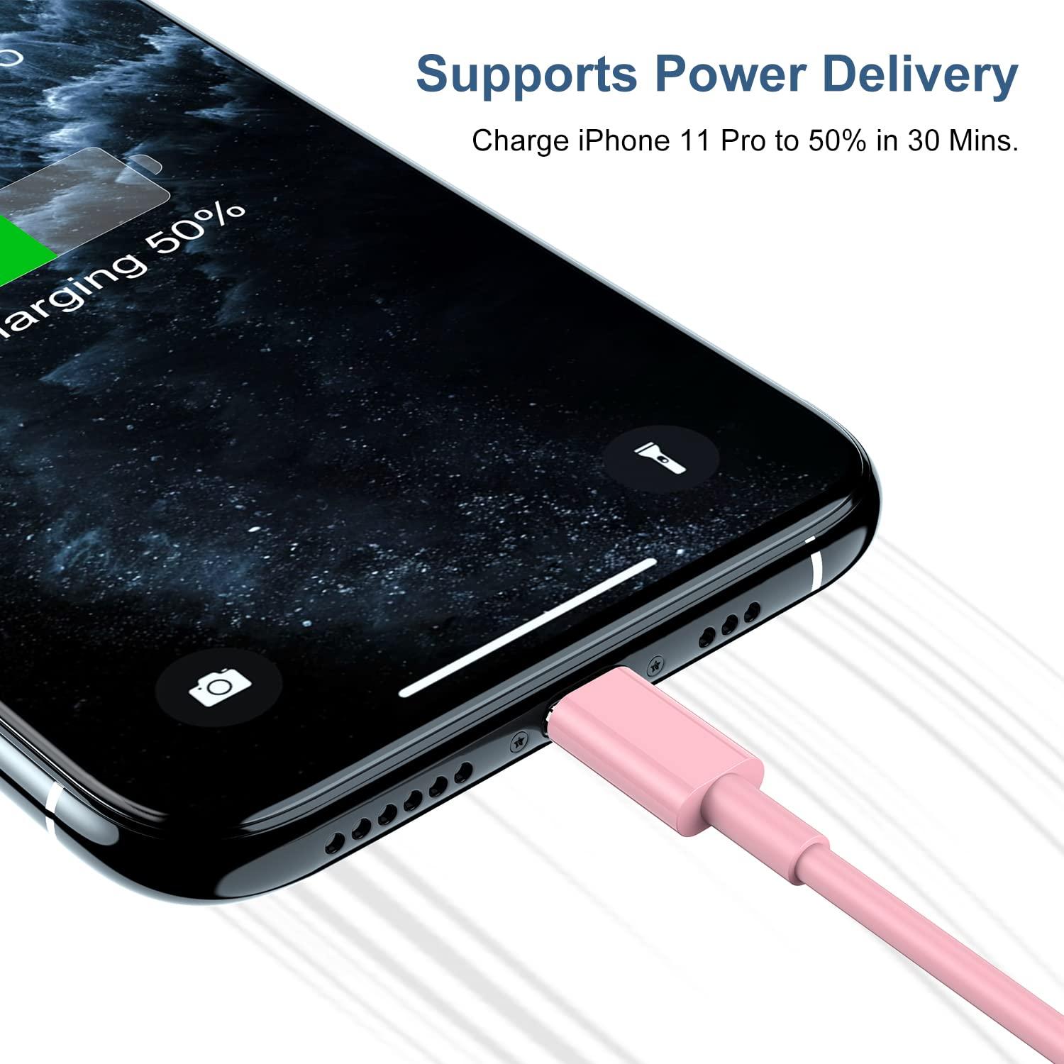 OOOUSE 6ft iPhone Charger USB C Lightning Cable,Usbc to Lighting Fast Charging Cord for iPhone 13 12 Charger Cable 6 ftApple MFi Certified,Long Type C Wire for Apple iPhone 13 12 Pro Max 11 X XS Pink