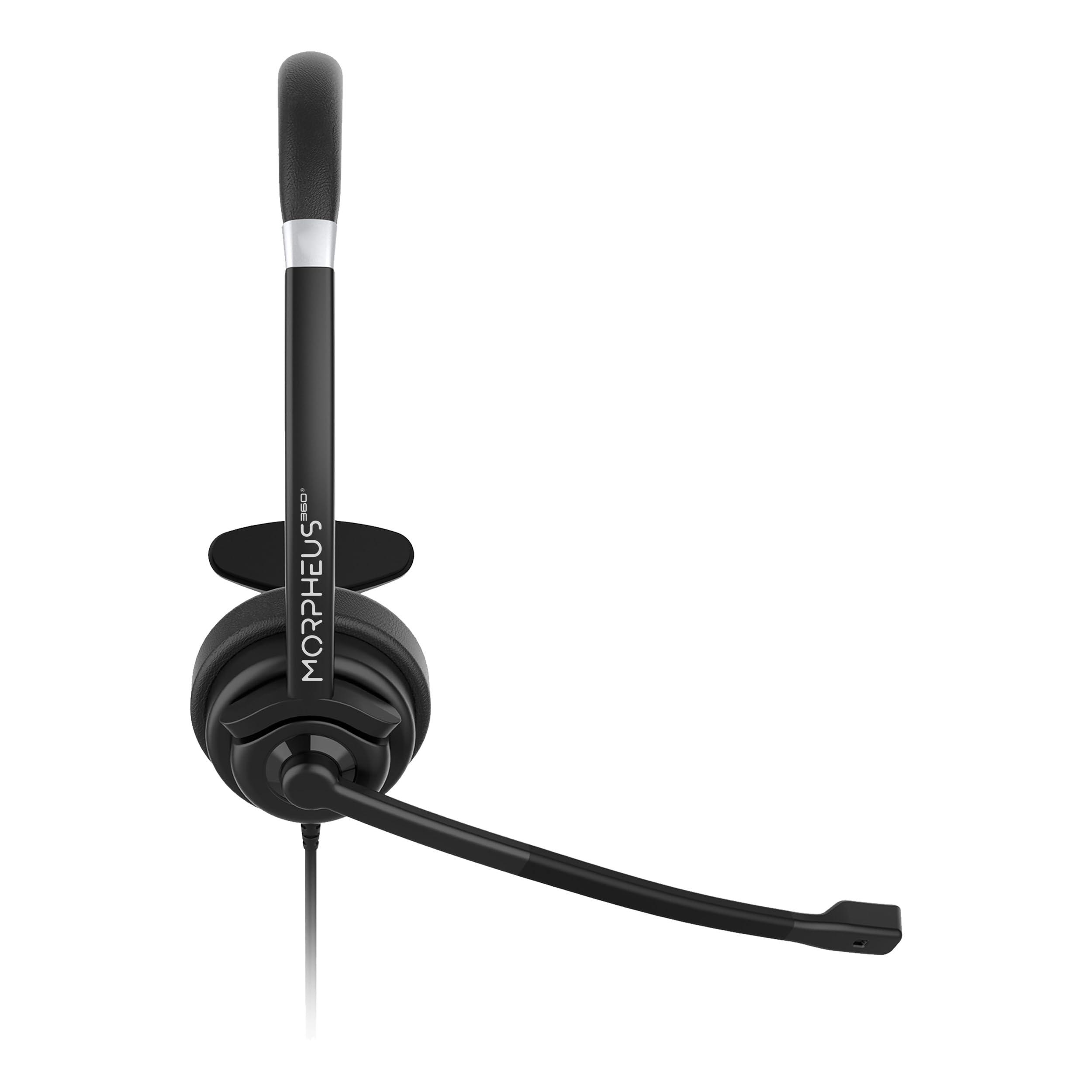Morpheus 360 Morpheus 360 Connect USB Mono Headset with Boom Microphone - Noise Canceling - Reversible Design - Eco-Leather Ear Cushion - in-Line Volume Controls - Mute Button - Black - HS5200MU