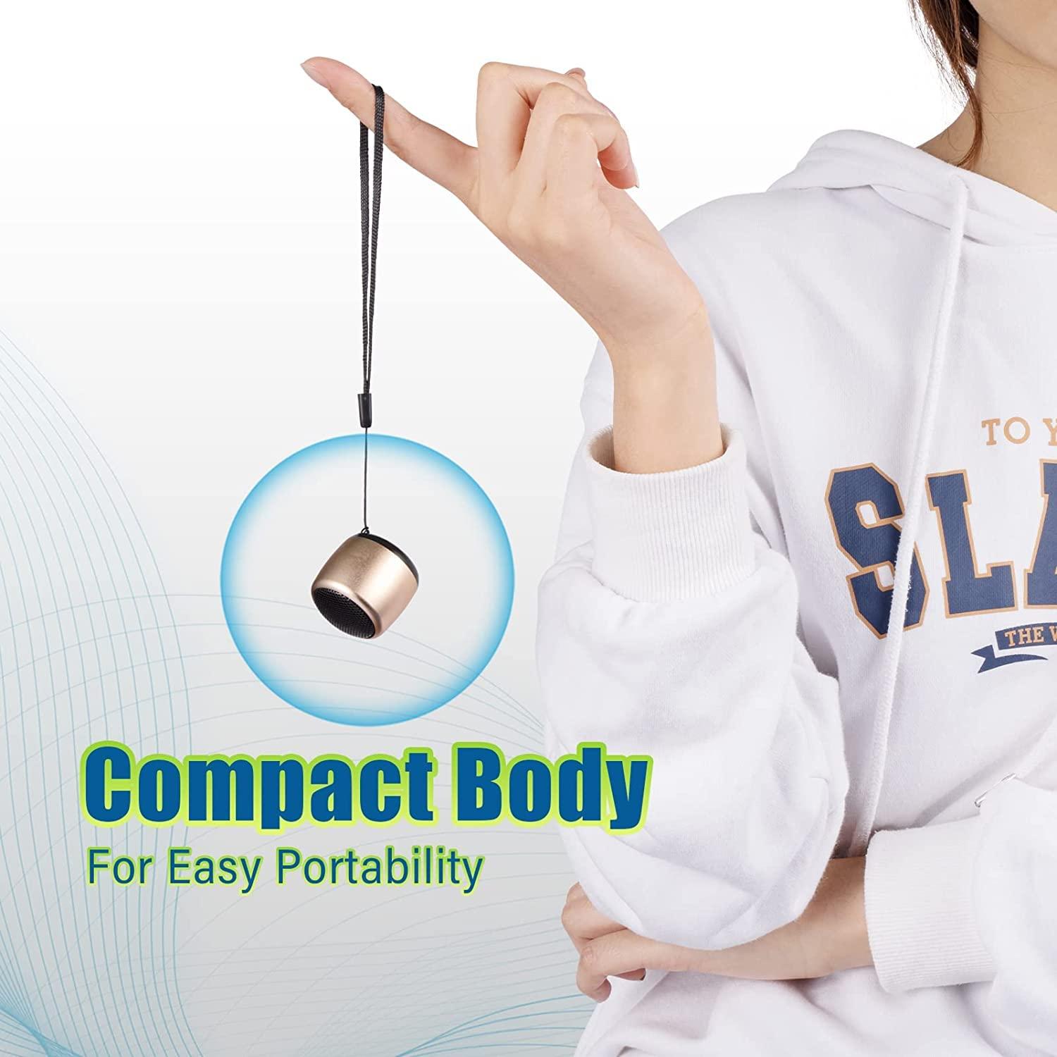 ys Best Mini Portable Bluetooth Speaker with HD Sound & Bass I Smallest Wireless Bluetooth Speakers for Phone/PC/Tablet I Photo Selfie Button Answer Phone Calls I Cute Tiny Speaker, Gold