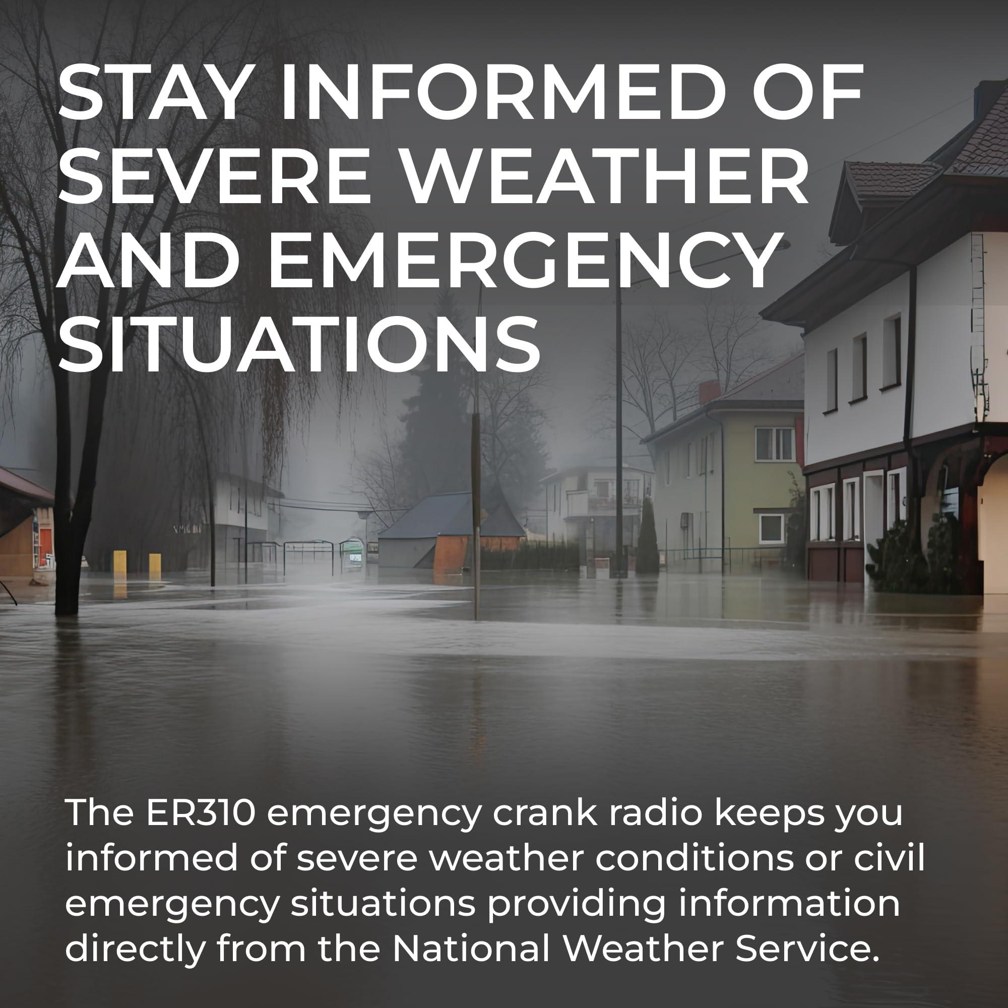 Midland Midland - ER310, Emergency Crank Weather AM/FM Radio - Multiple Power Sources, SOS Emergency Flashlight, Ultrasonic Dog Whistle, & NOAA Weather Scan + Alert (Red/Black)