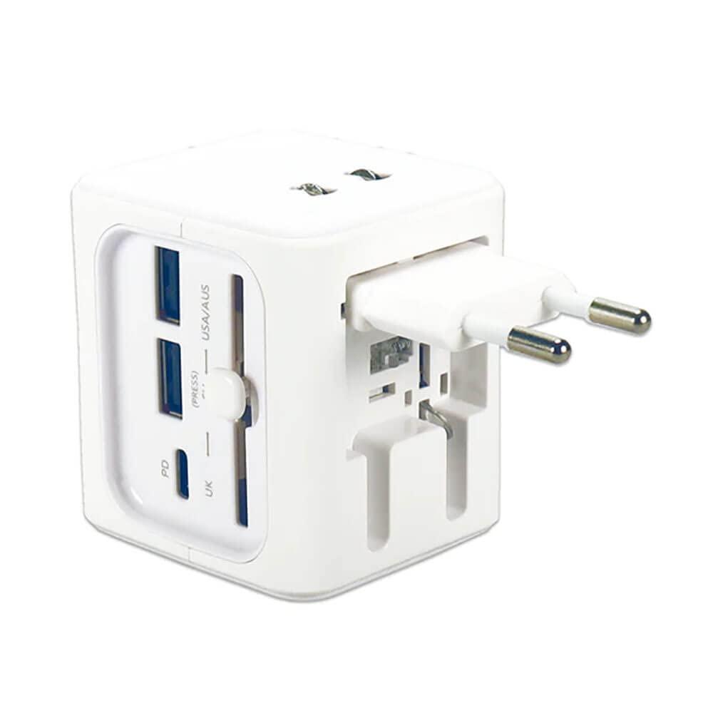 QVS Qvs PA-C5 Priumum World Travel Pwr Adapt Adap W/ Usb-c & Dual-usb Charger Ports