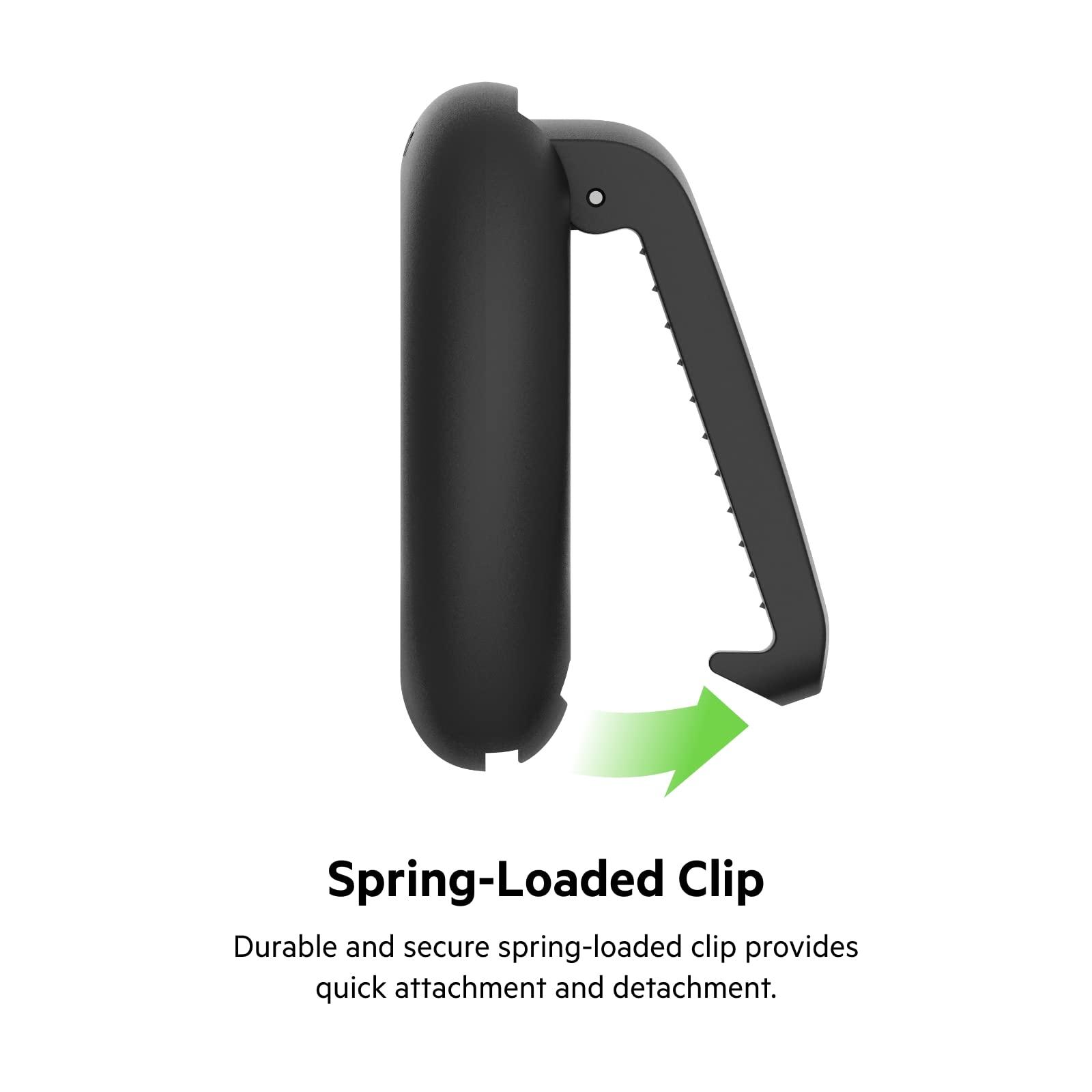 Belkin Belkin Apple AirTag Secure Holder with Clip - Durable Scratch Resistant Case Air Tag Spring Loaded Attach to Backpack, Clothing, and Luggage Black