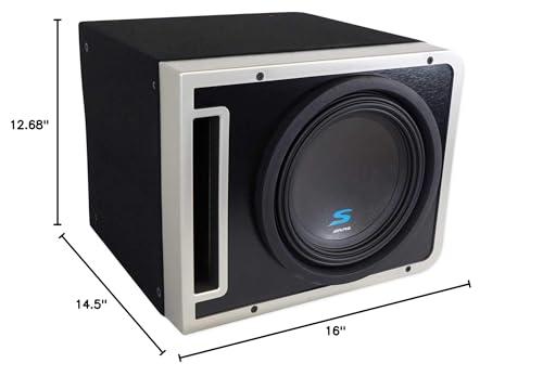 Alpine Alpine S-SB10V Loaded 10\" 600w S-W10D4 Sub Enclosure Box Bundle with ALPINE S-A60M 600 Watt RMS Mono Car Audio Amplifier Subwoofer Amp Class-D and Rockville RWK41 4 Gauge Car Amp Wiring Kit (3 Items)