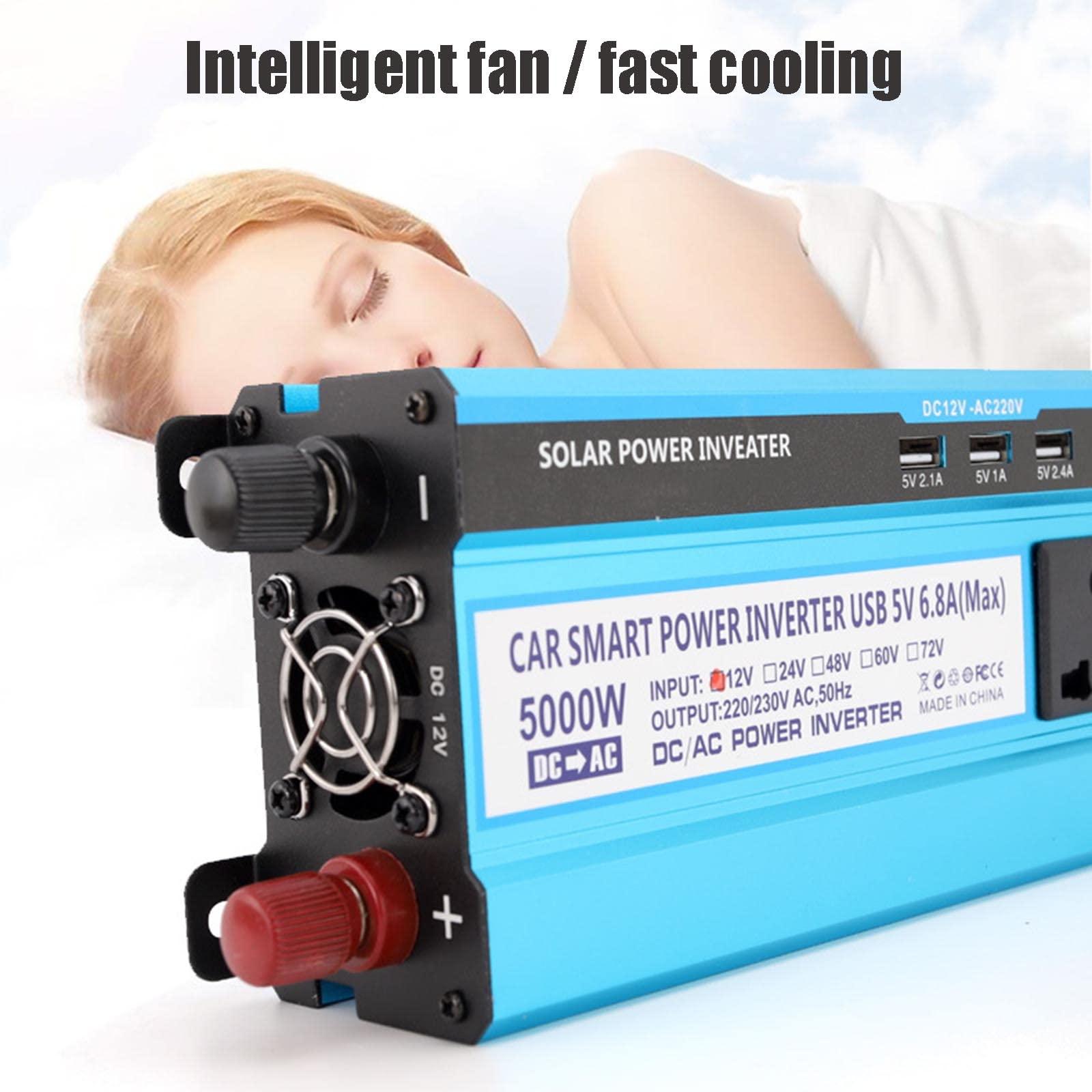 HYDTGZ 3000W Power Inverter DC 12V/24V/48V/60V to 220V /110V Inverter Converter 3 AC Universal Sockets 4 USB, LED Display,12v 220v