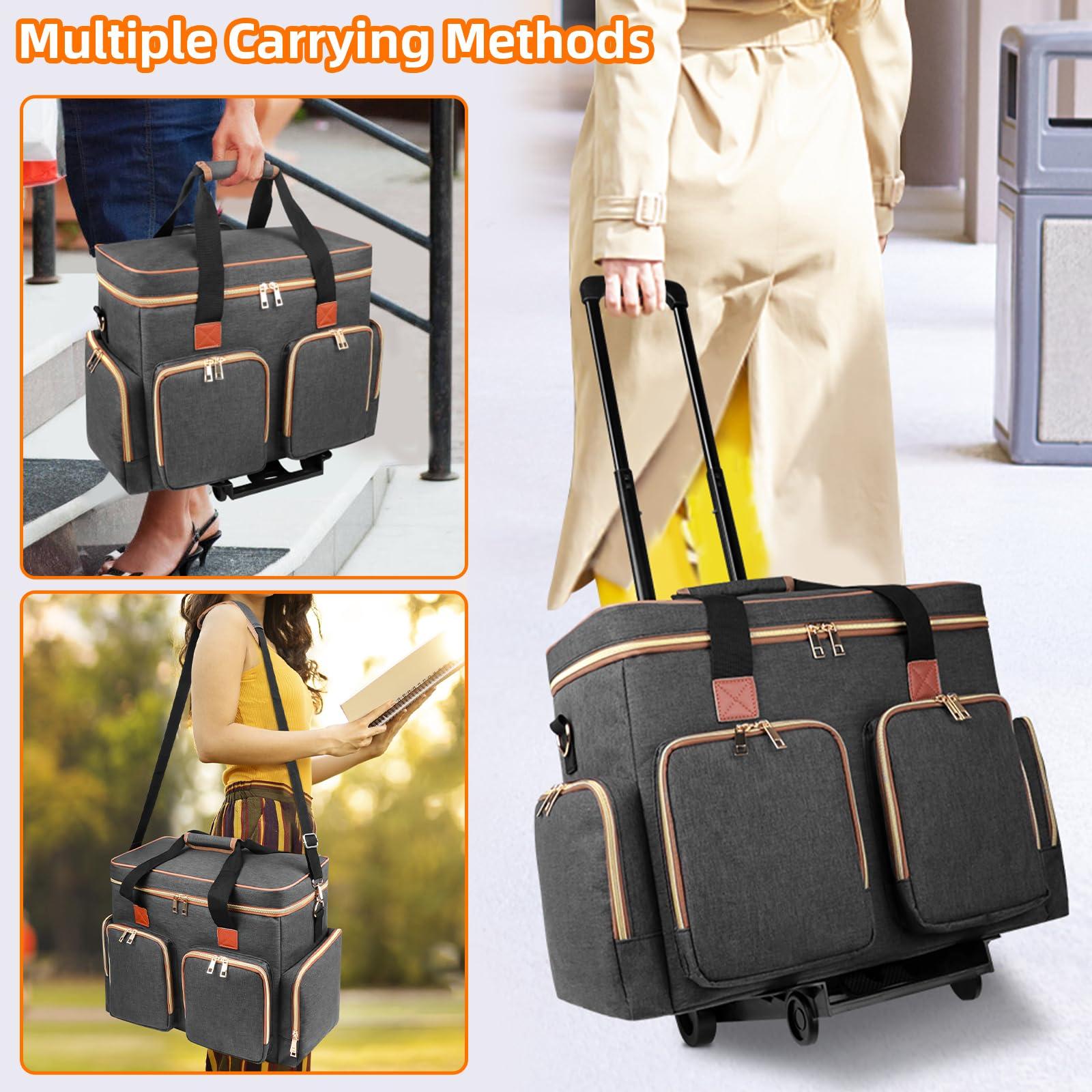 Sambois Sambois Rolling Teacher Tote Bag with Detachable Trolley, Wheeled Teacher Bag with Padded Laptop Compartment for up to 15.6 Inch, Multifunctional Rolling Briefcase for Teaching& Office (Elegant Gray)