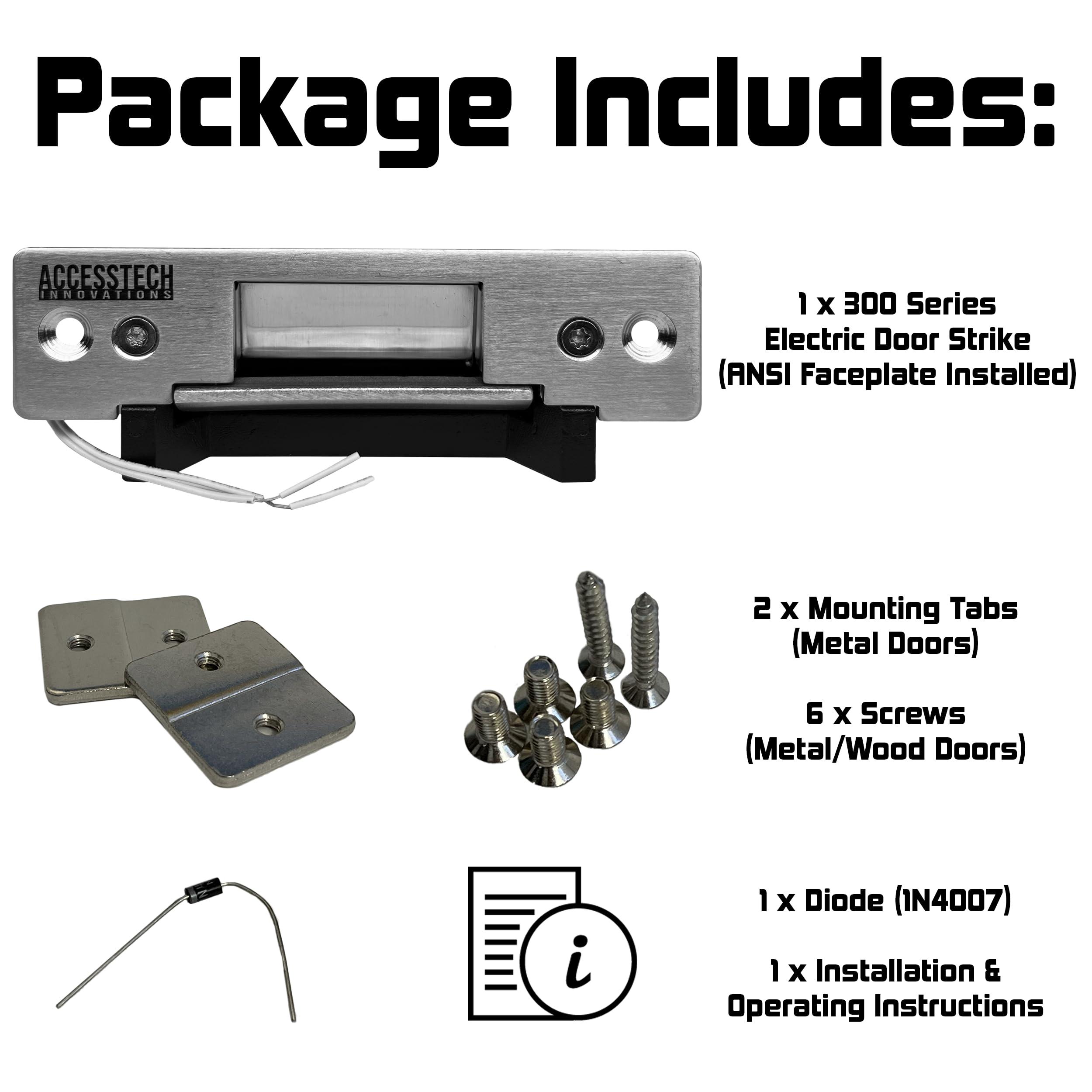 AccessTech Innovations Heavy Duty Electric Strike Door Lock ANSI Standard Access Control System | 2,200+ LBS | Fail-Secure/Fail-Safe Adjustable | 12VDC Input Voltage | AccessTech Innovations | Model: 300