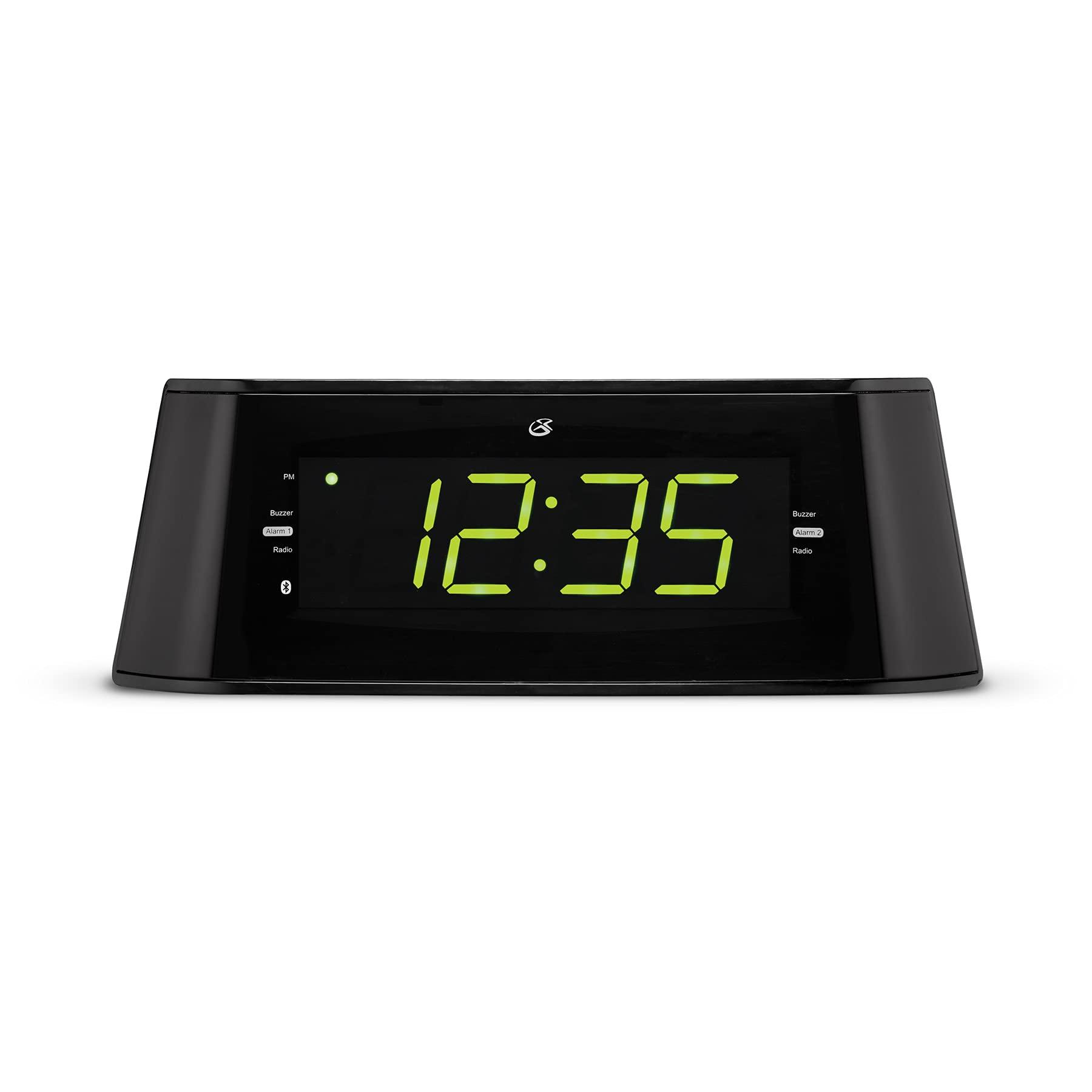 GPX GPX Large Display Voice-Activated Dual Alarm Clock Radio with Bluetooth, FM Radio, Black (CB360B)