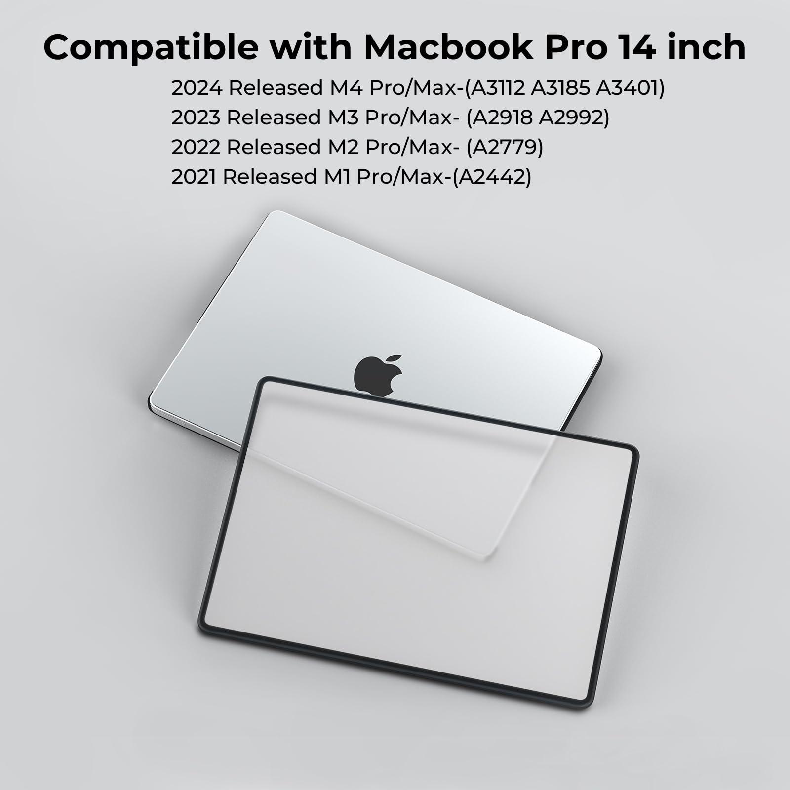 BlueSwan BlueSwan Anti-Cracking Hard Shell Case Compatible with MacBook Pro 14-inch 2024-2021 Release M4 M3 M2 M1, Anti-Fingerprint Soft TPU Bumper, Frosted Clear