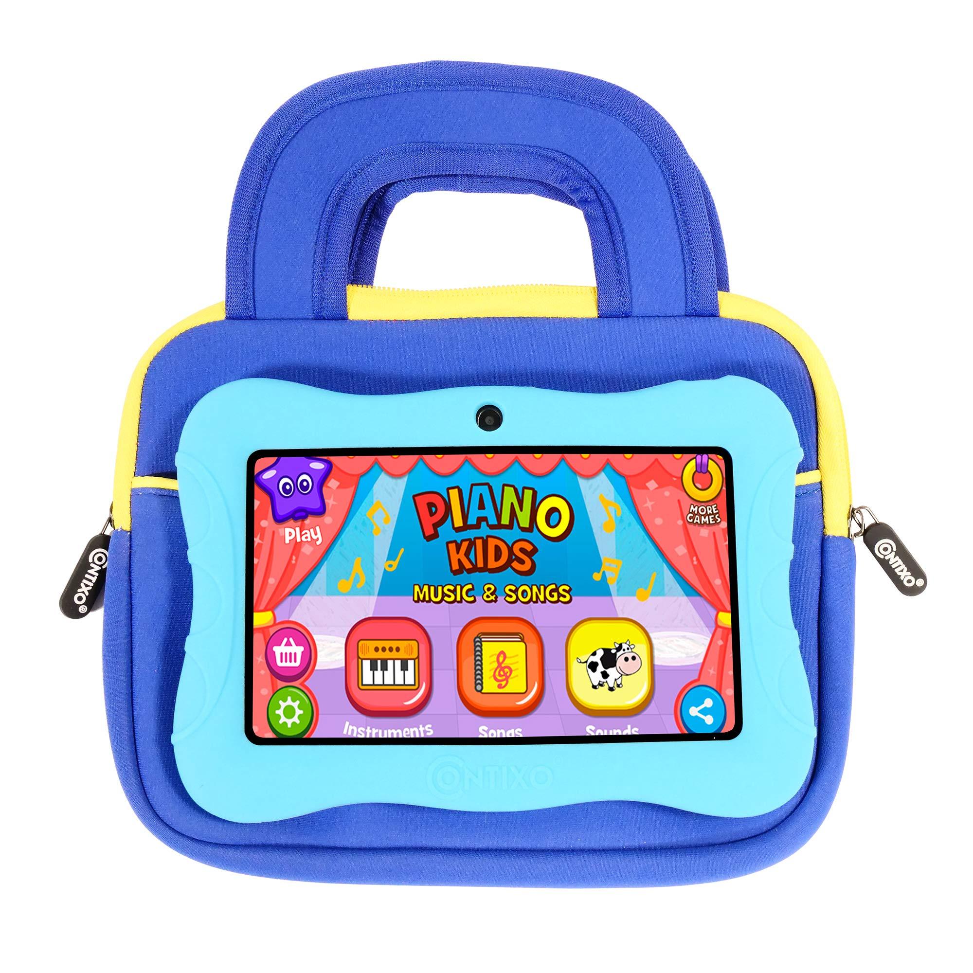 Contixo Contixo K103A Kids Learning Tablet & TB02 10" Protective Sleeve Bag, Toddler Tablet with 80 Disney Storybooks Pre-Installed, Parental Control, Shockproof & Water-Resistant Carrying Case, Blue