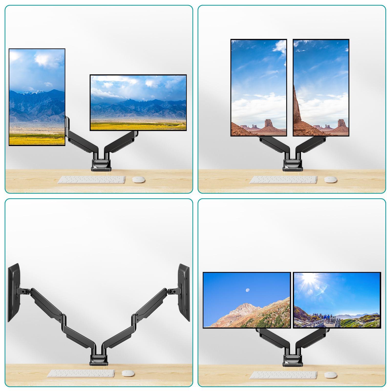 MOUNT PRO MOUNT PRO Dual Monitor Stand Fits Max 42 Inch Computer Screen, Heavy Duty Premium Monitor Mount for 2 Monitors, Each Arm Holds up to 33lbs, Ultrawide 2 Monitor Desk Mount, VESA Mount 75x75mm/100x100mm