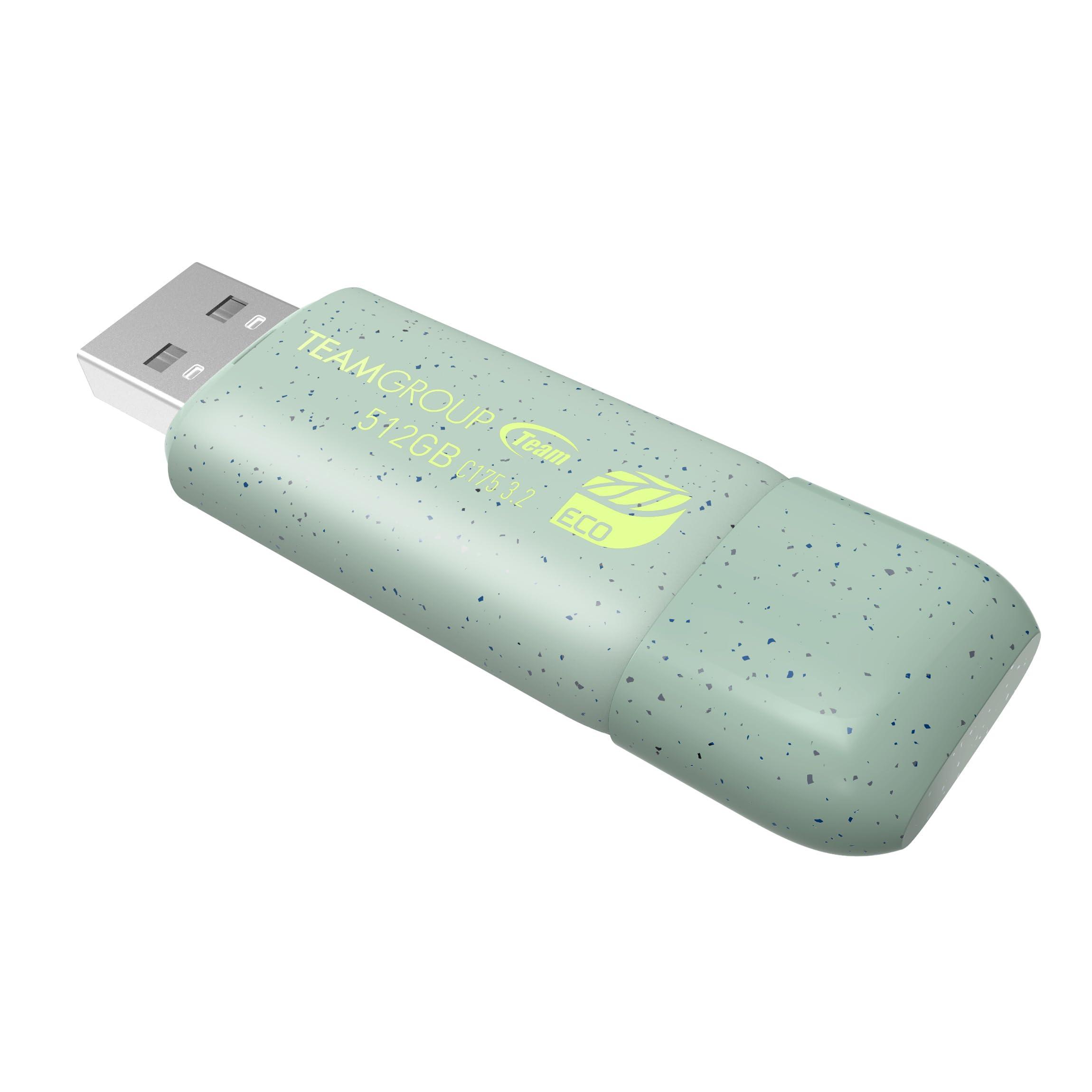 TEAMGROUP TEAMGROUP C175 ECO 512GB USB 3.2 Gen 1 (USB 3.1/3.0) Read 100MB/s Flash Thumb Drive, External Data Storage Memory Stick Compatible with Computer/Laptop Mint Green TC175ECO3512GG01