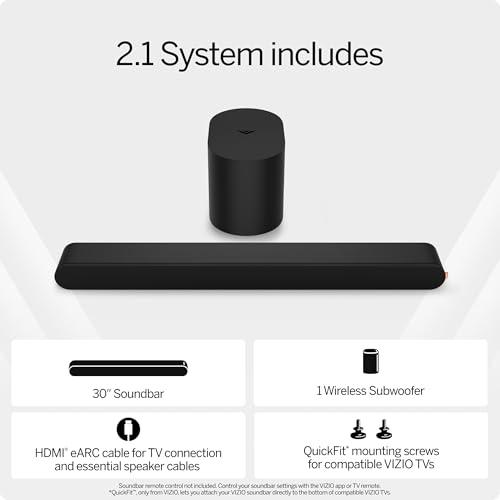VIZIO VIZIO 2.1 Soundbar, Wireless Subwoofer w/Dolby Atmos, DTS:X, Bluetooth Speaker SV210M-0808 (New, 2024 Model)