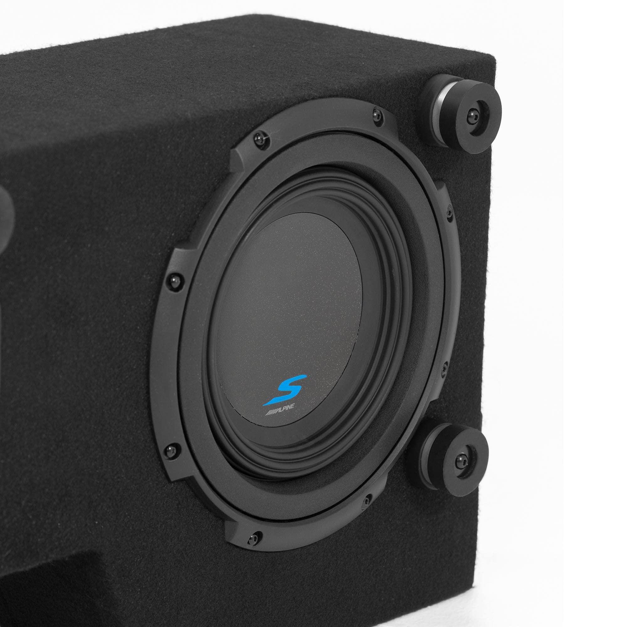 Alpine Alpine S-DB8V-TRK Dual 8" Halo S-Series Preloaded Truck Subwoofer Enclosure with Alpine S-A60M S-Series 600 Watt Mono Amp and RUX-KNOB.2 Bass Knob
